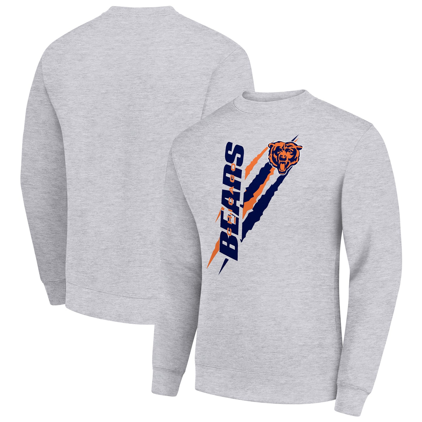Men's Starter Heather Gray Chicago Bears Color Scratch Team Graphic Fleece Pullover Sweatshirt