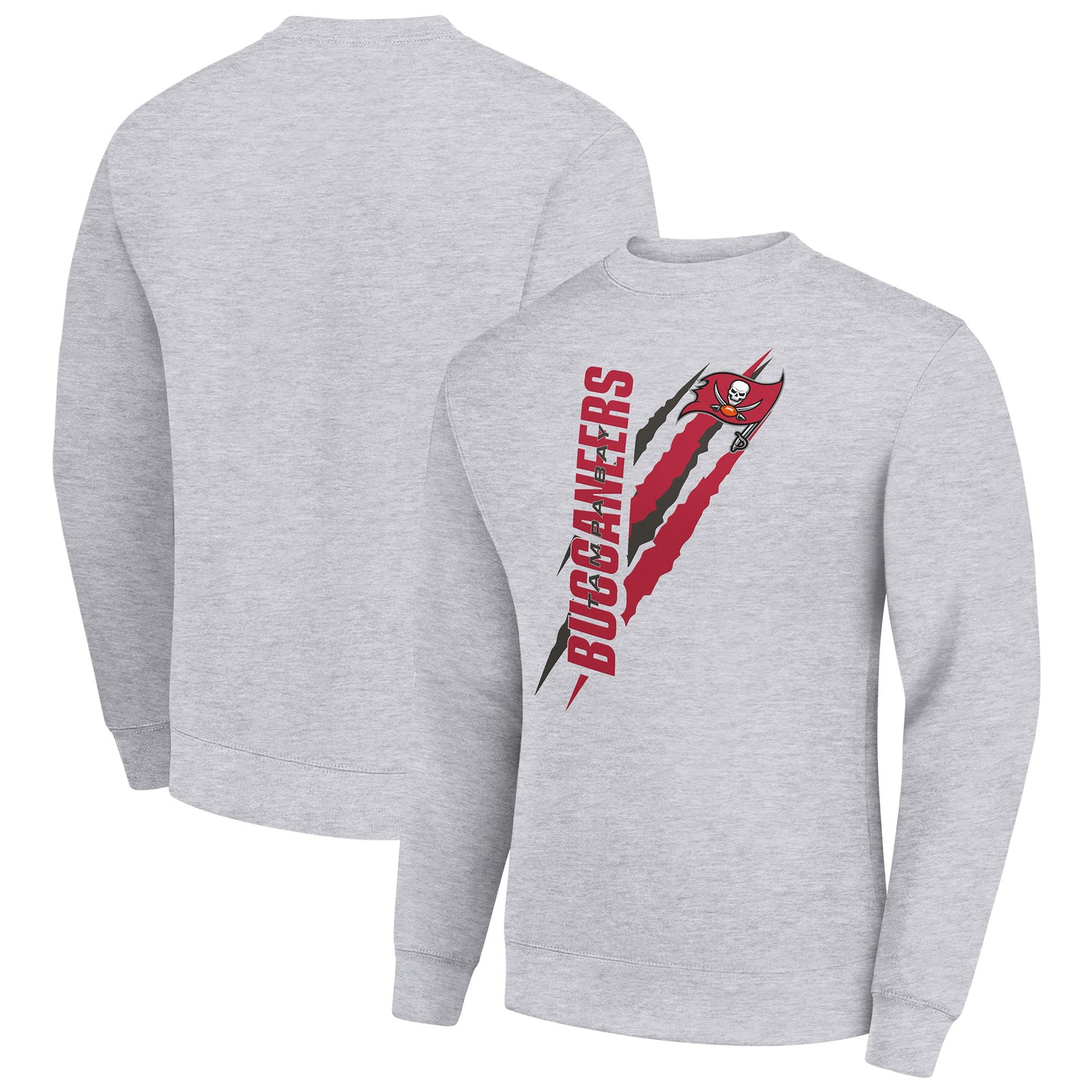 Men's Starter Heather Gray Tampa Bay Buccaneers Color Scratch Team Graphic Fleece Pullover Sweatshirt