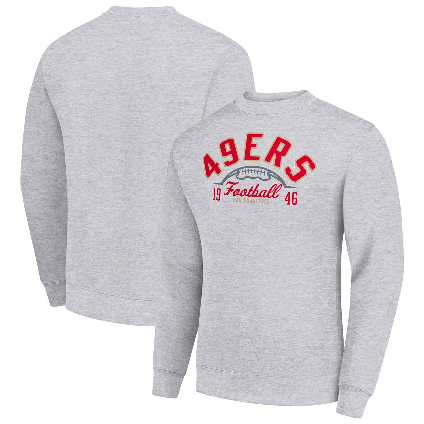 Men's Starter Heather Gray San Francisco 49ers Half Ball Team Graphic Tri-Blend Fleece Pullover Sweatshirt