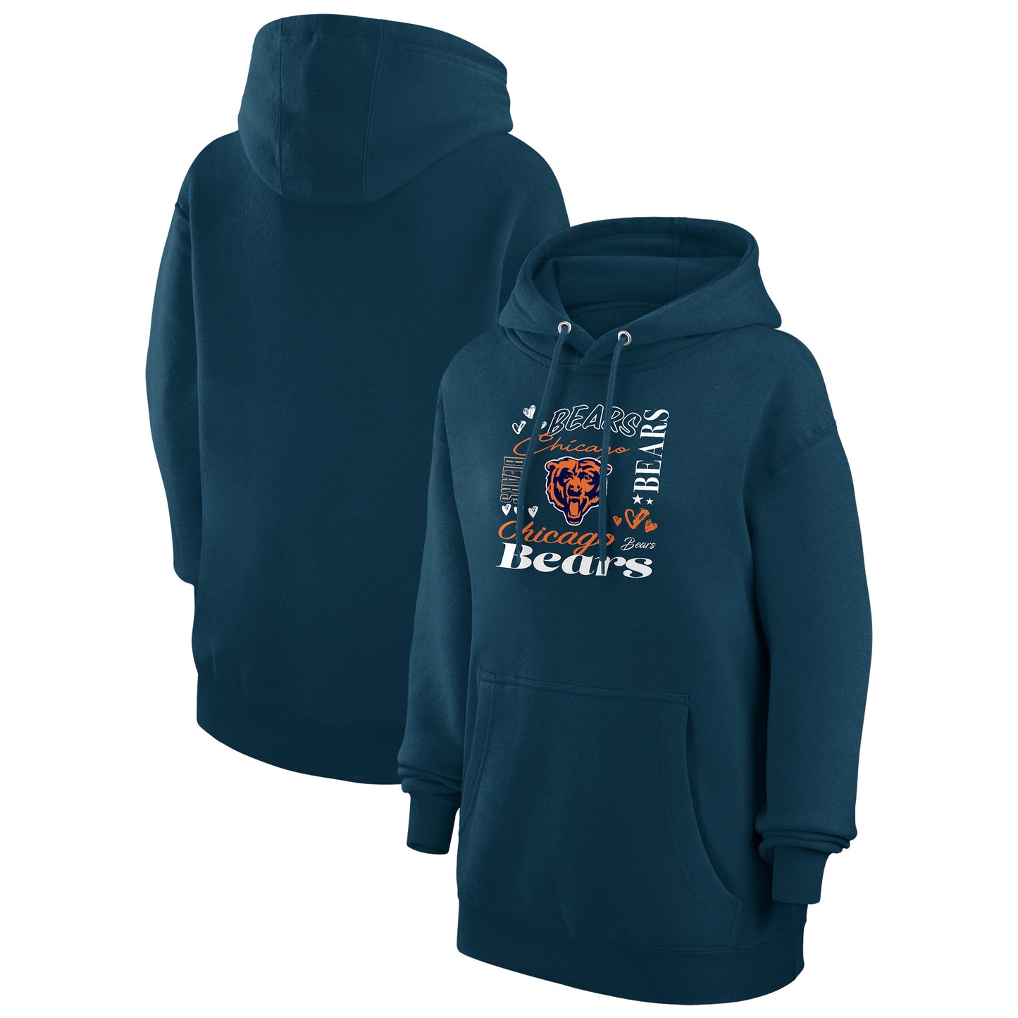 Women's G-III 4Her by Carl Banks Navy Chicago Bears Collage Graphic Fleece Pullover Hoodie