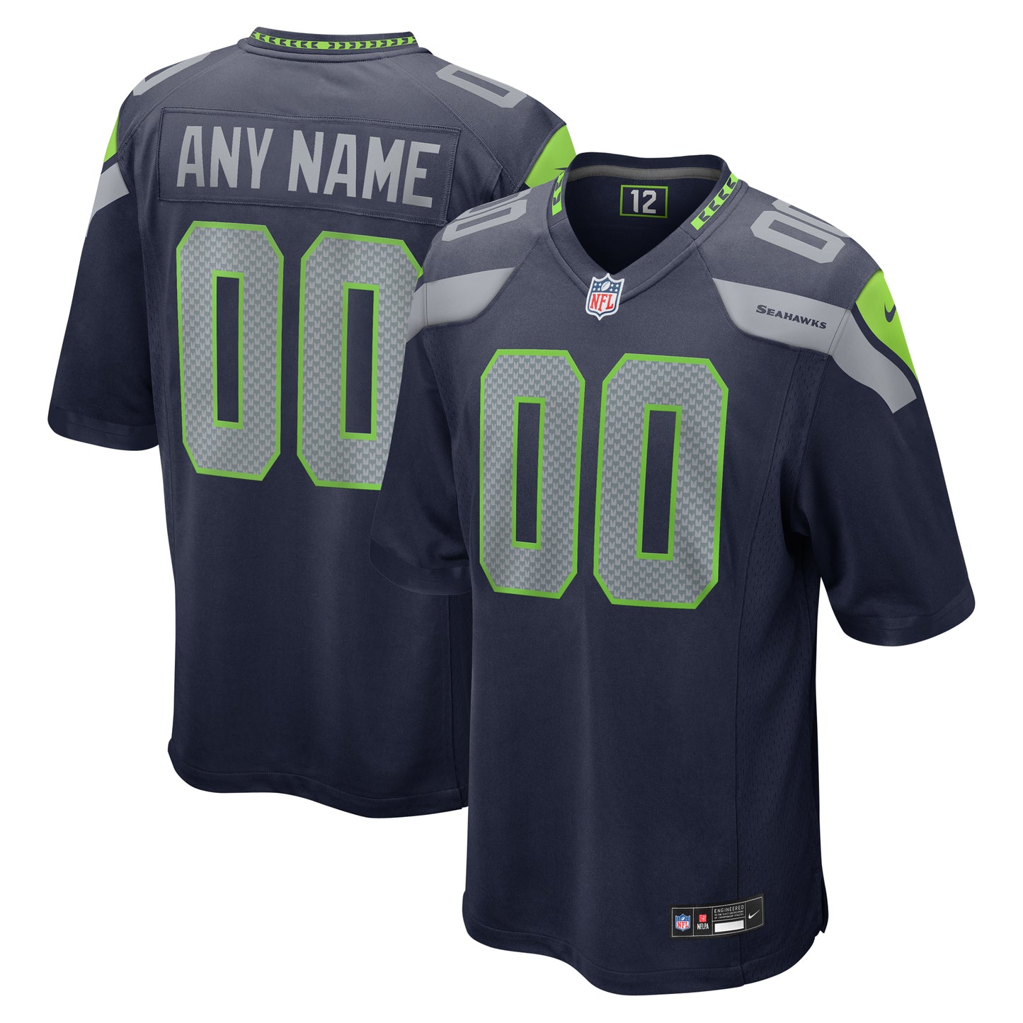 Men's Nike College Navy Seattle Seahawks Custom Game Jersey