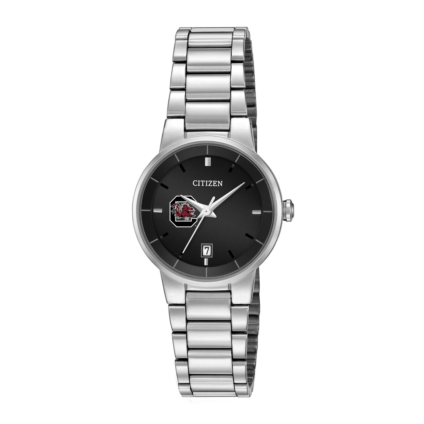 Women's Citizen Watch Silver South Carolina Gamecocks Black Dial Stainless Steel Watch