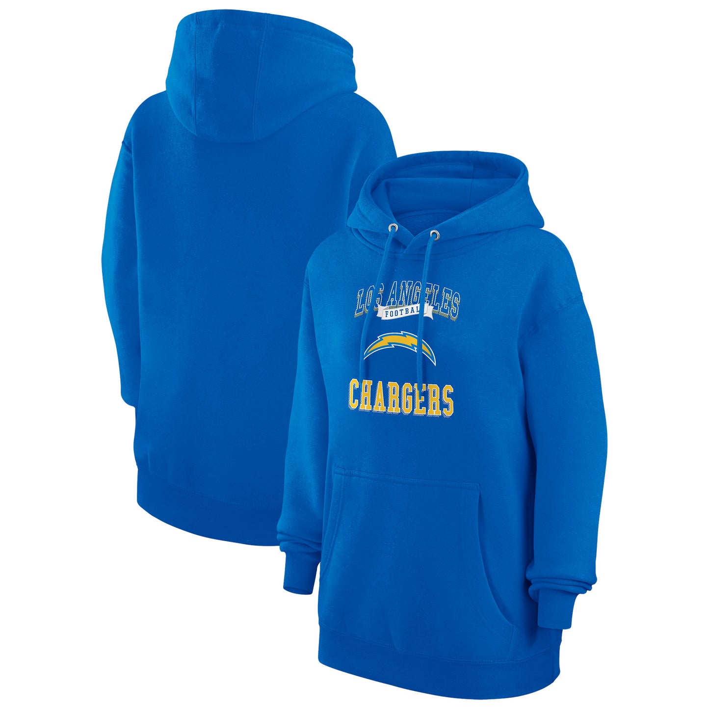 Women's G-III 4Her by Carl Banks Royal Los Angeles Chargers Team Logo Graphic Fleece Tri-Blend Pullover Hoodie