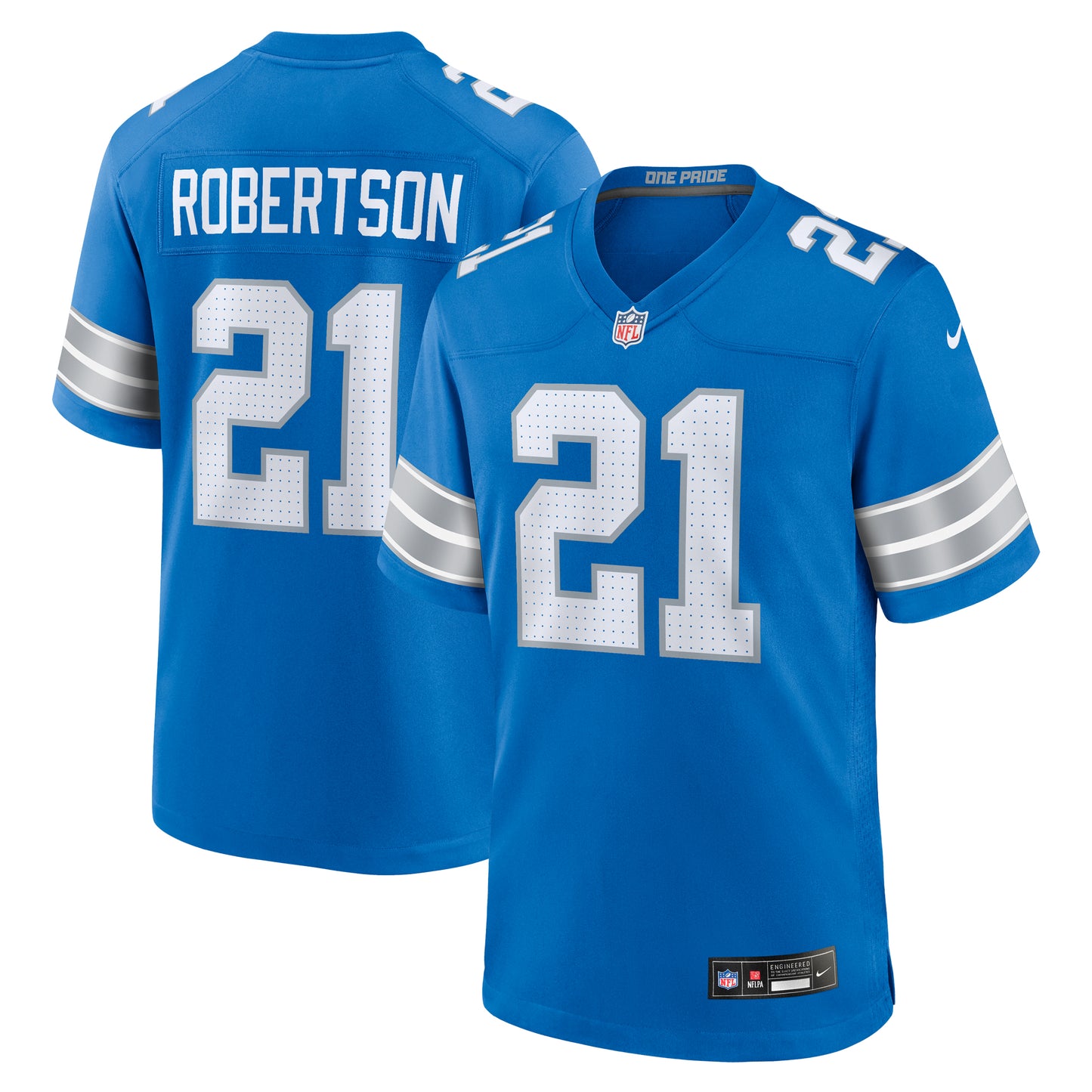 Men's Nike Amik Robertson Blue Detroit Lions Game Jersey
