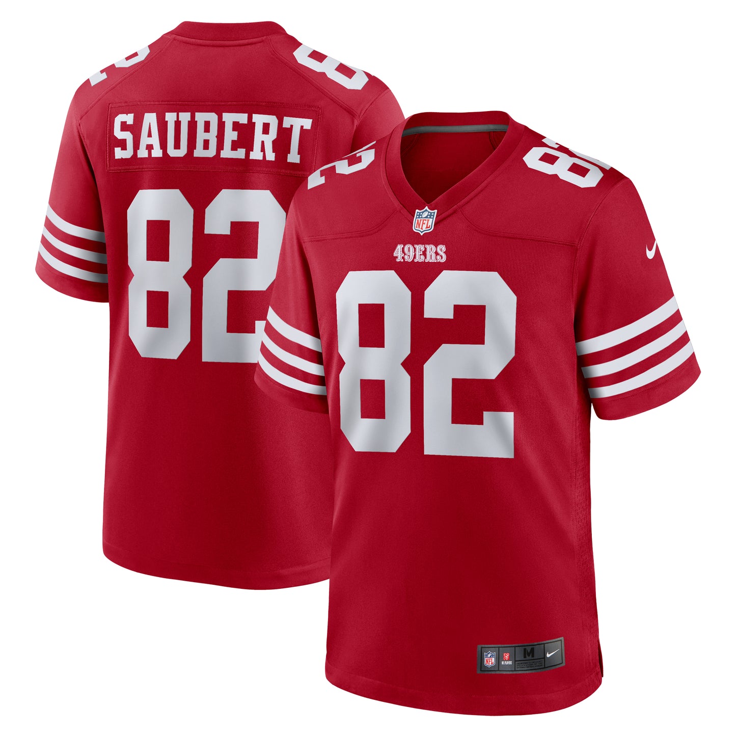 Men's Nike Eric Saubert Scarlet San Francisco 49ers Team Game Jersey