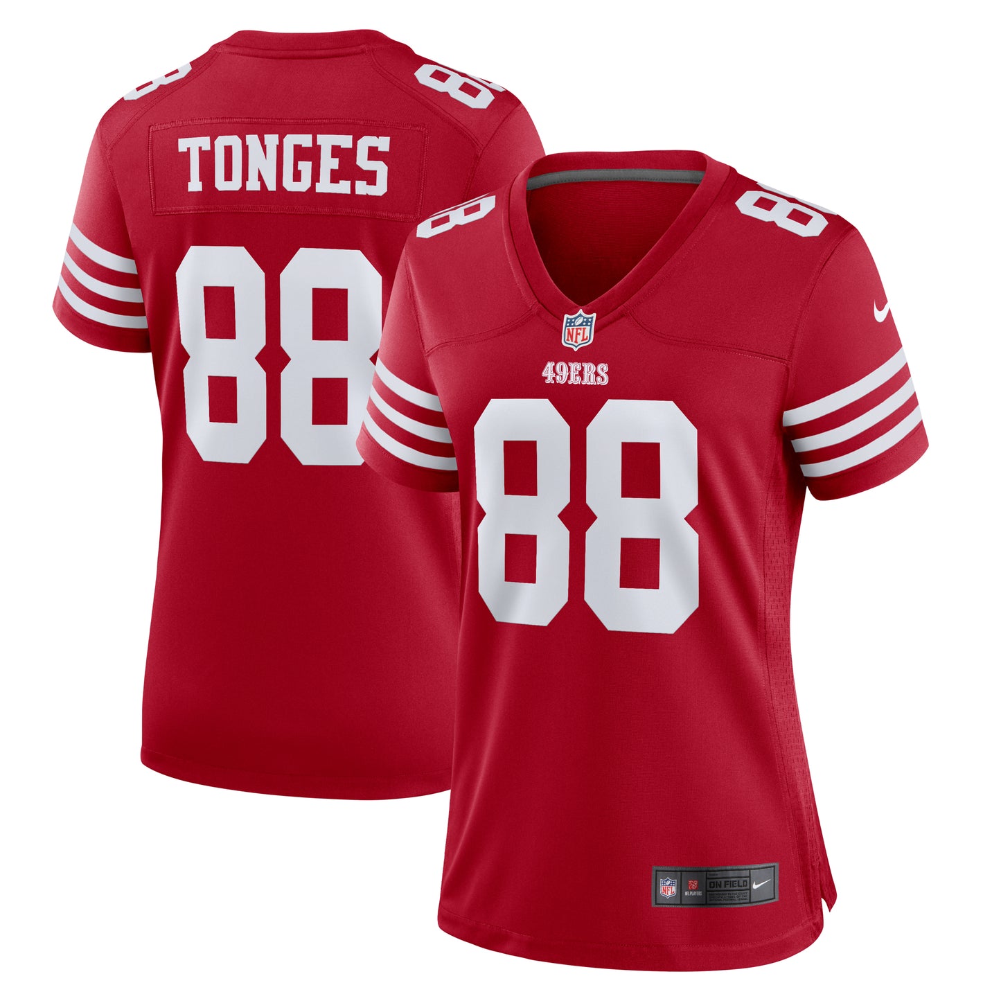 Women's Nike Jake Tonges Scarlet San Francisco 49ers Team Game Jersey