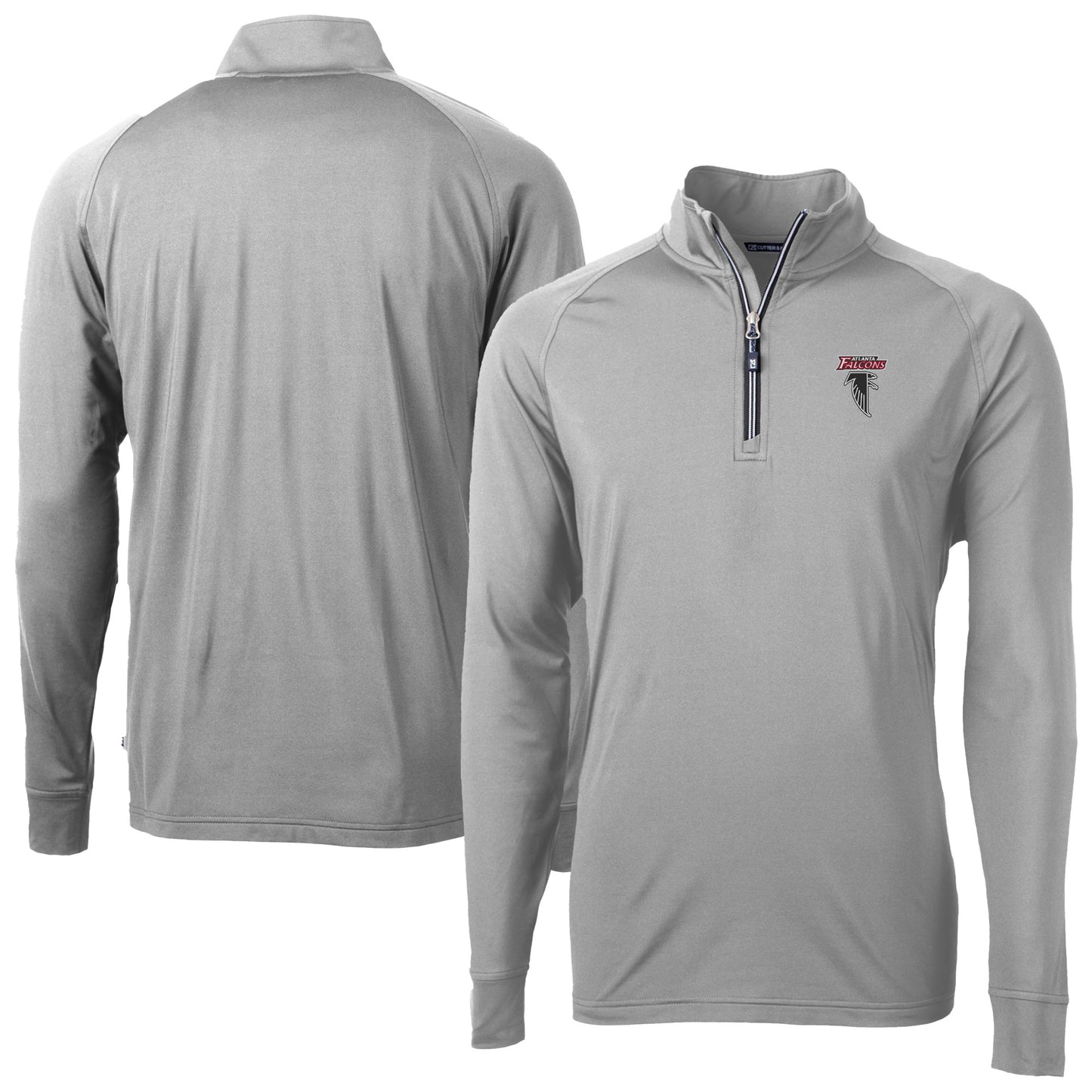 Men's Cutter & Buck Gray Atlanta Falcons Adapt Eco Knit Stretch Recycled Raglan Quarter-Zip DryTec Top