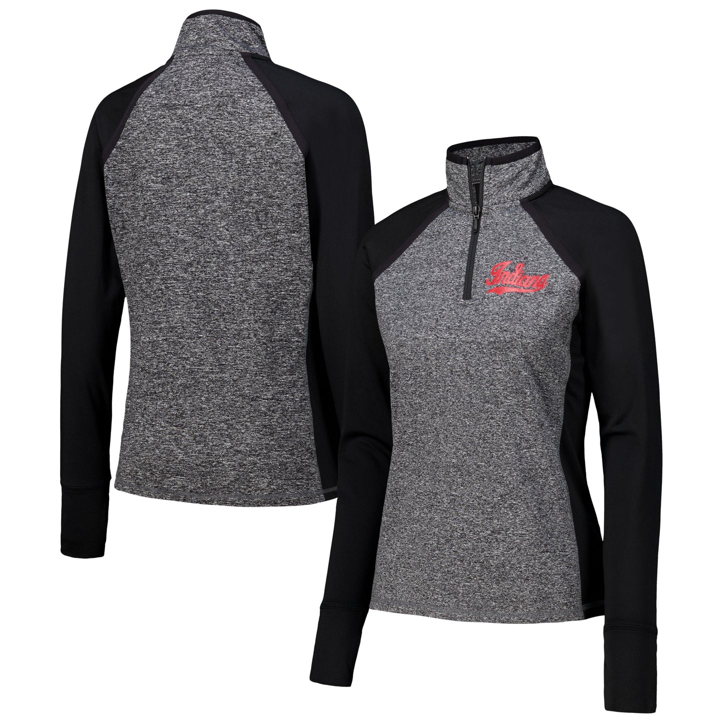 Women's Black Indiana Hoosiers Finalist Raglan Quarter-Zip Jacket