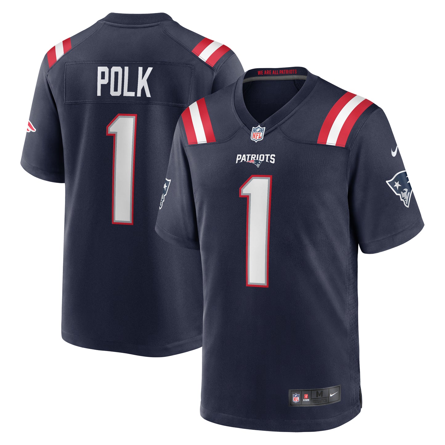 Men's Nike Ja'Lynn Polk Navy New England Patriots Team Game Jersey