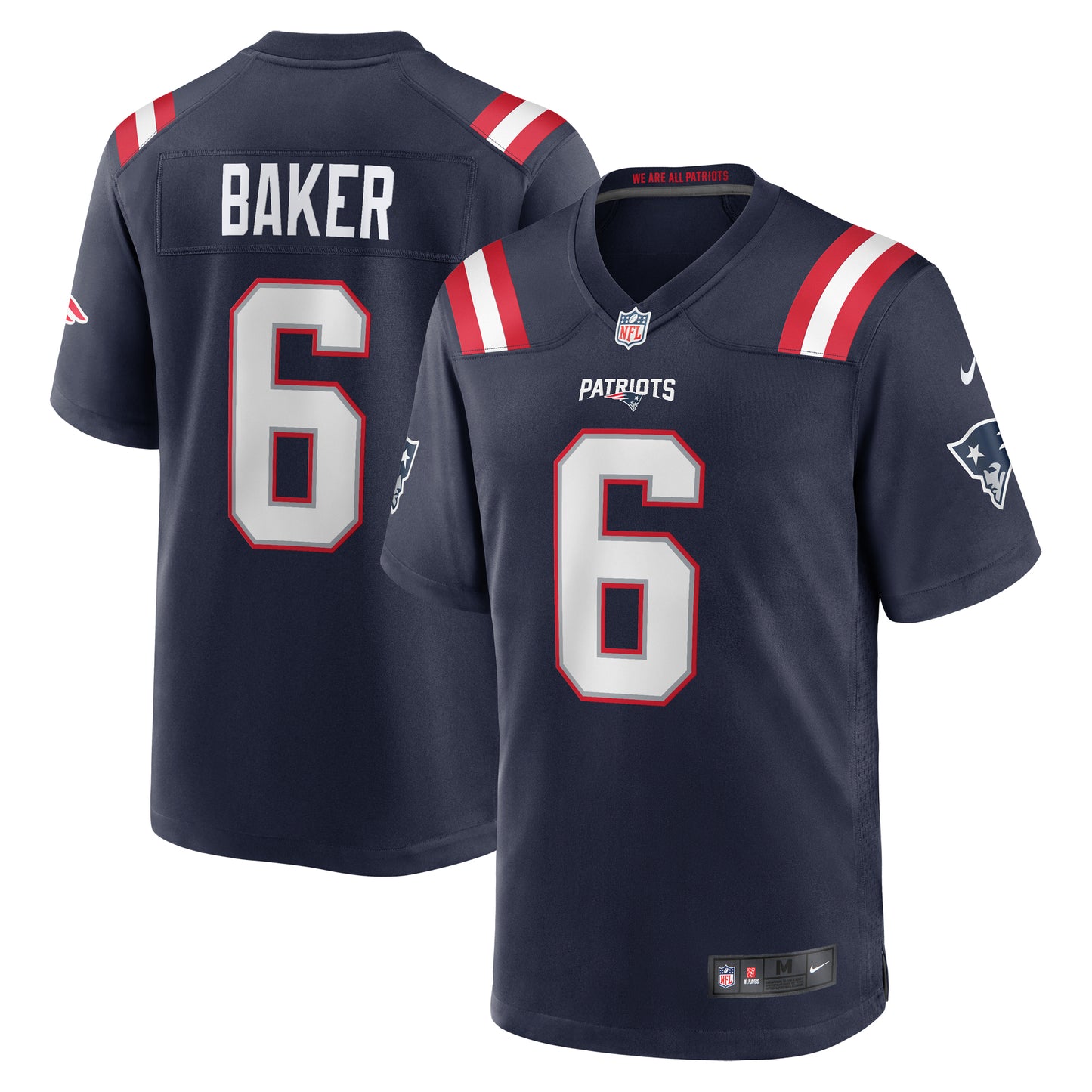 Men's Nike Javon Baker Navy New England Patriots Team Game Jersey