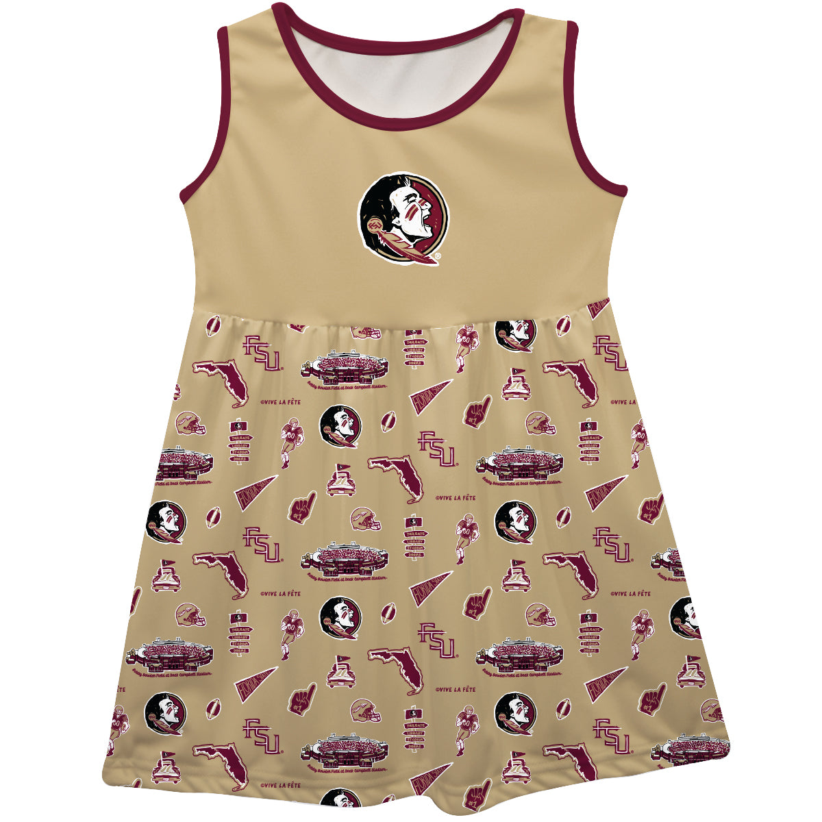 Girls Infant Vive La Fete Gold Florida State Seminoles Impressions Artwork Tank Top Dress