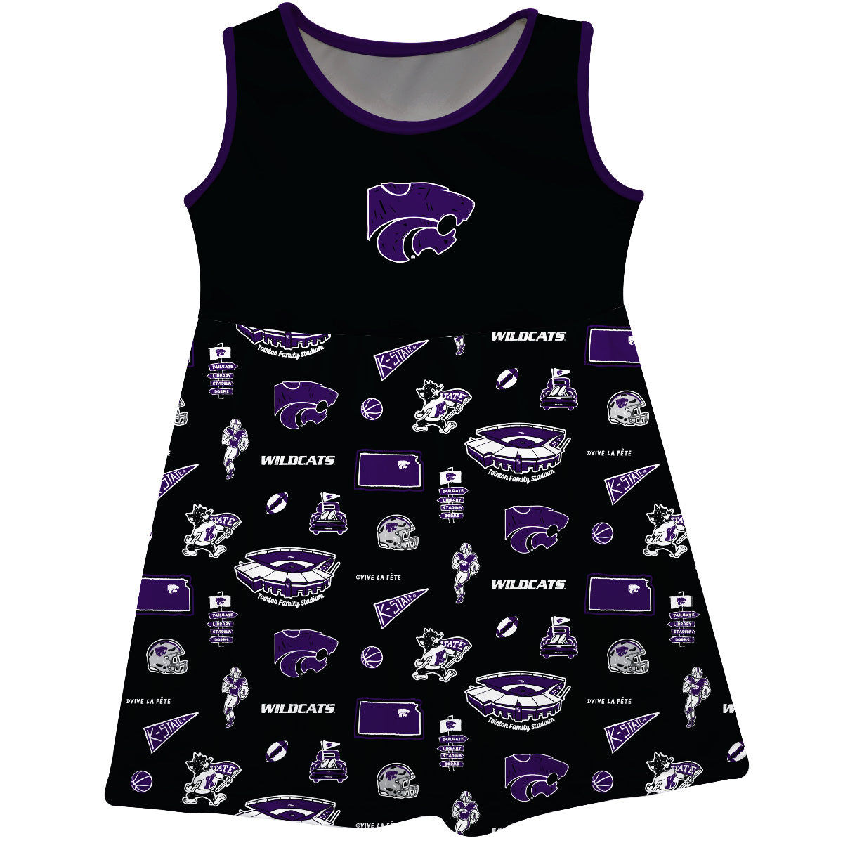 Girls Infant Vive La Fete Black Kansas State Wildcats Impressions Artwork Tank Top Dress