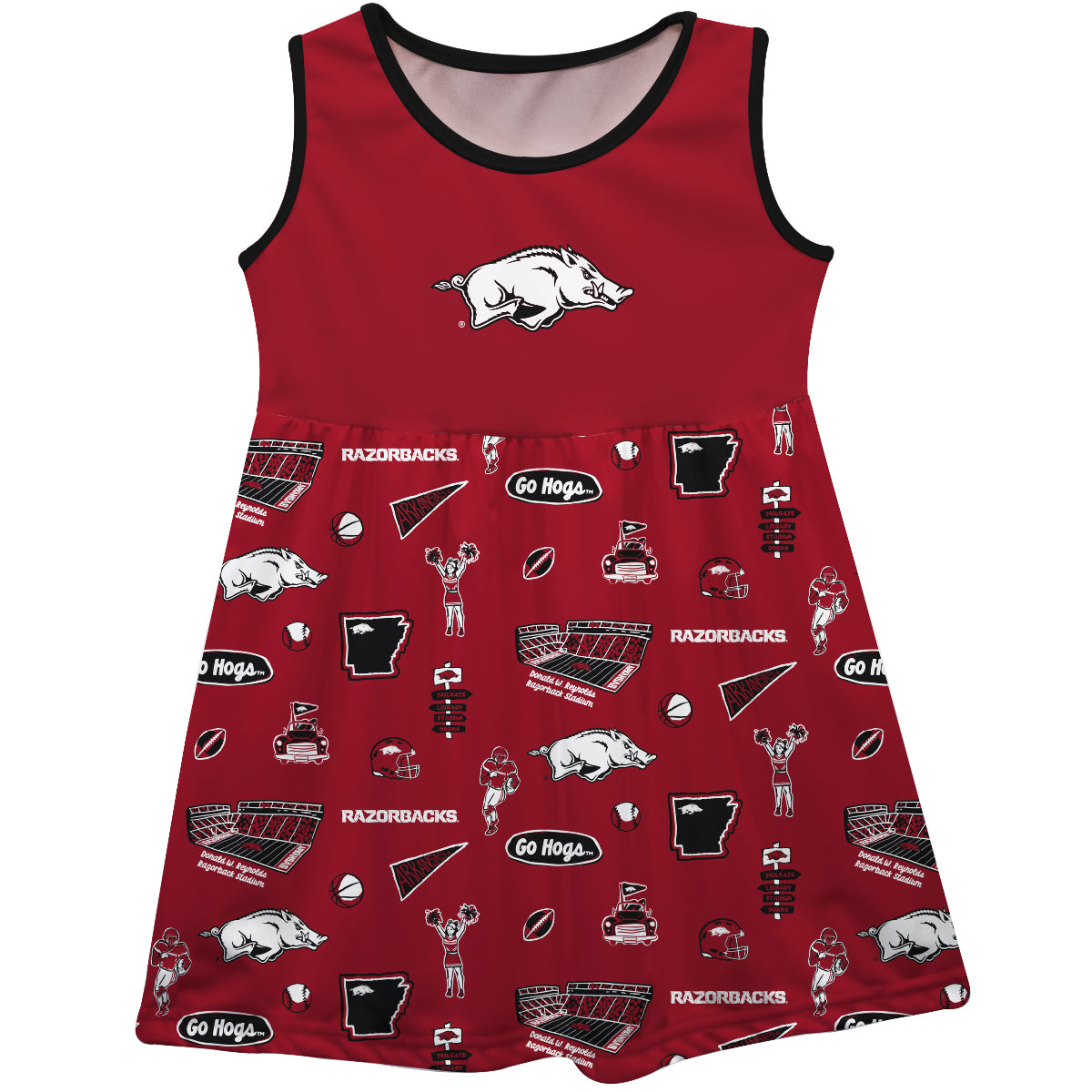 Girls Toddler Vive La Fete Cardinal Arkansas Razorbacks Impressions Artwork Tank Top Dress