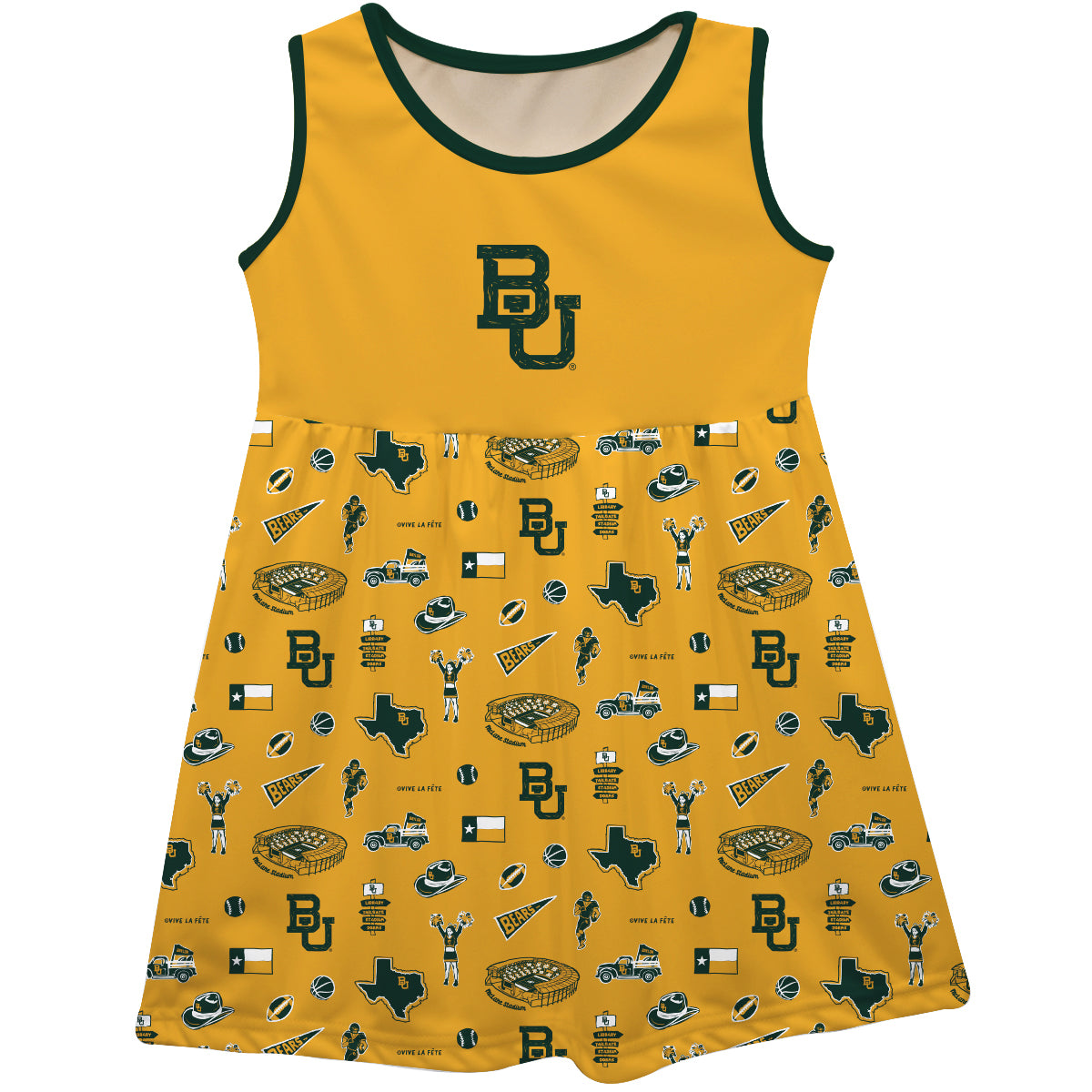 Girls Youth Vive La Fete Gold Baylor Bears Impressions Artwork Tank Top Dress