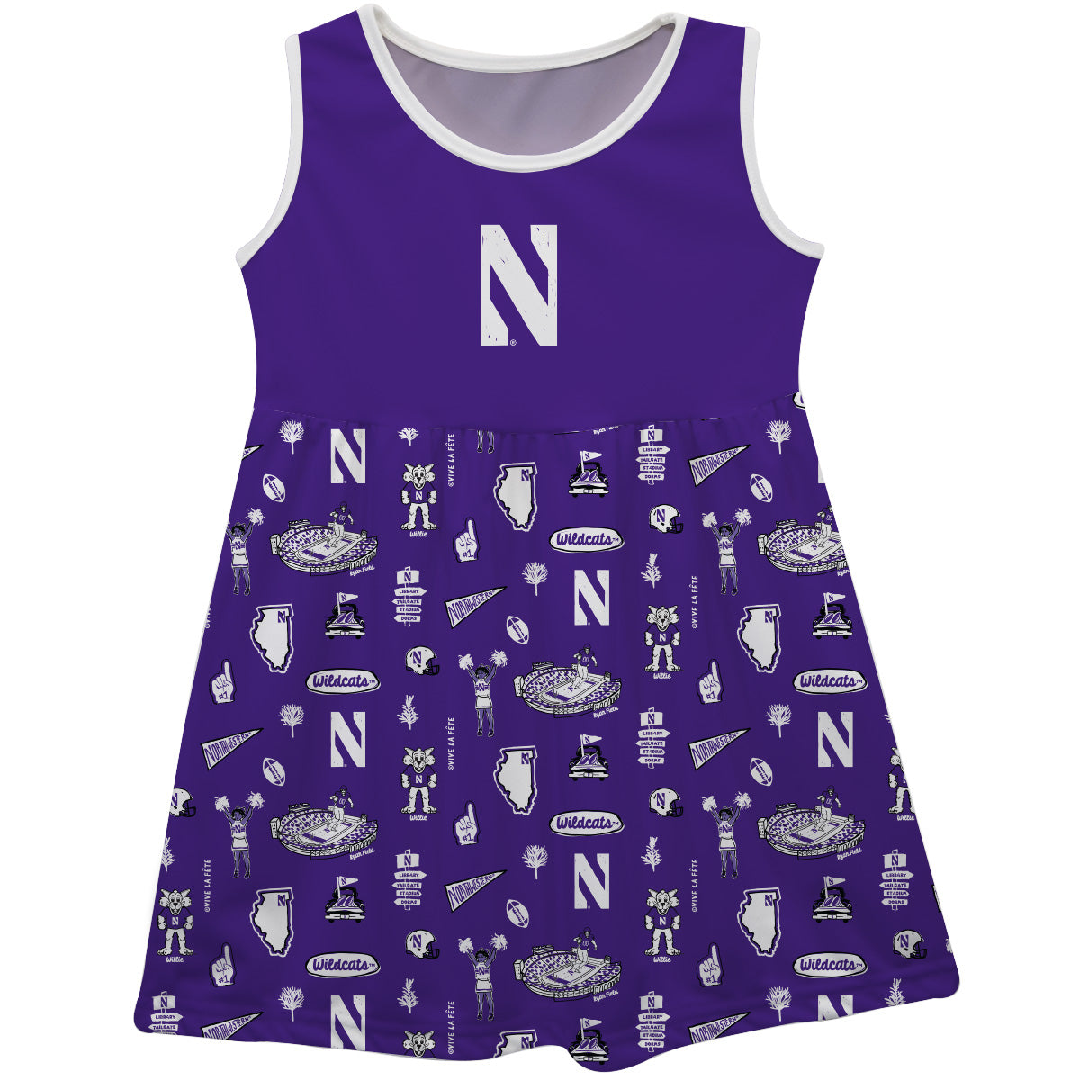 Girls Youth Vive La Fete Purple Northwestern Wildcats Impressions Artwork Tank Top Dress