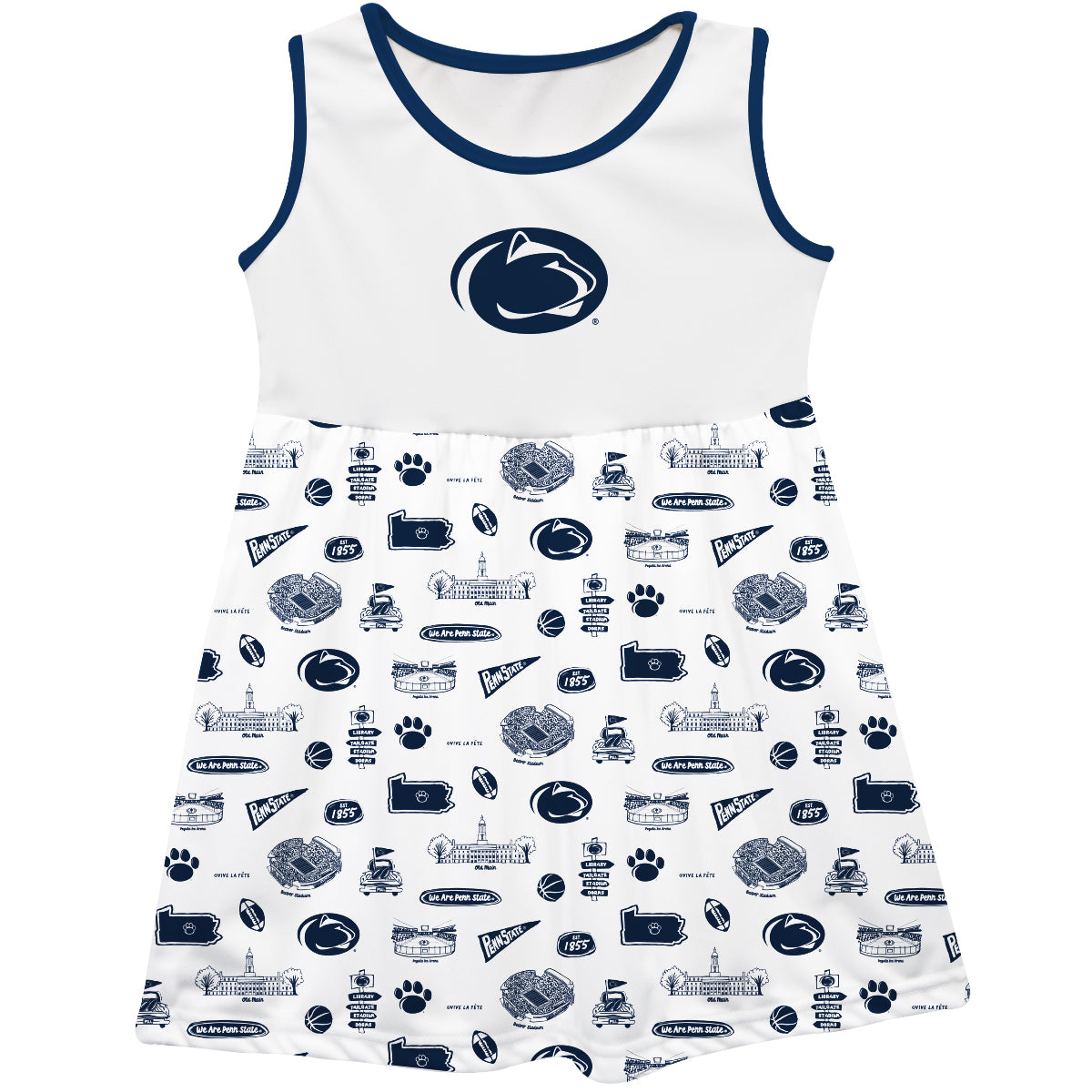 Girls Youth Vive La Fete White Penn State Nittany Lions Impressions Artwork Tank Top Dress