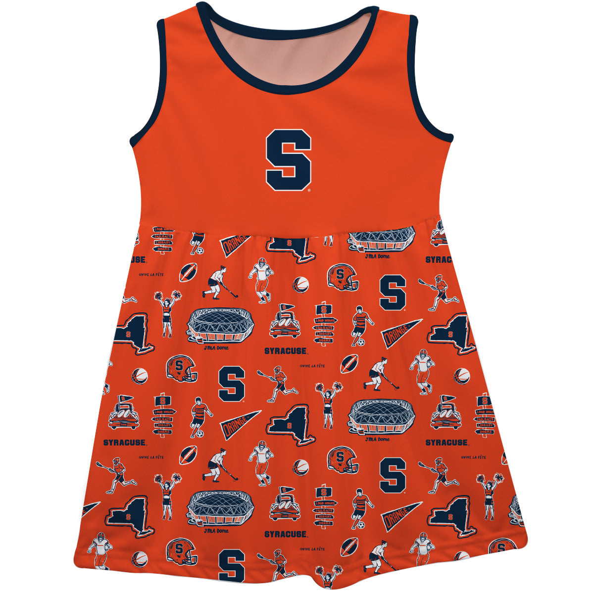 Girls Youth Vive La Fete Orange Syracuse Orange Impressions Artwork Tank Top Dress