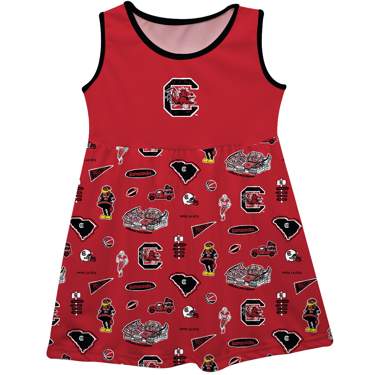 Girls Youth Vive La Fete Garnet South Carolina Gamecocks Impressions Artwork Tank Top Dress