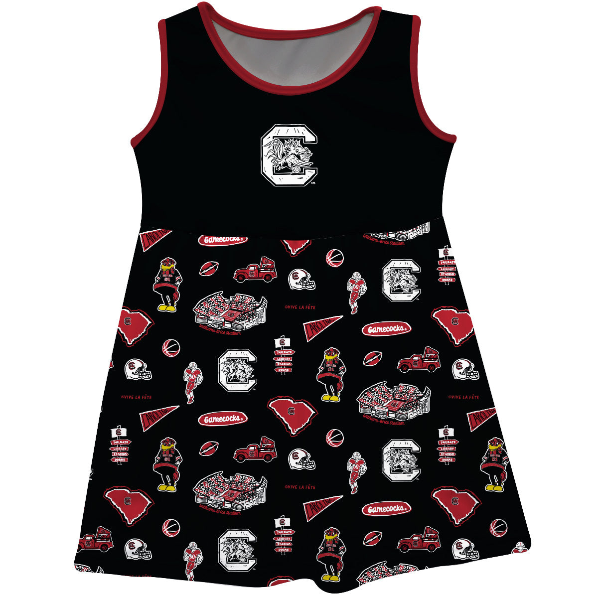 Girls Youth Vive La Fete Black South Carolina Gamecocks Impressions Artwork Tank Top Dress