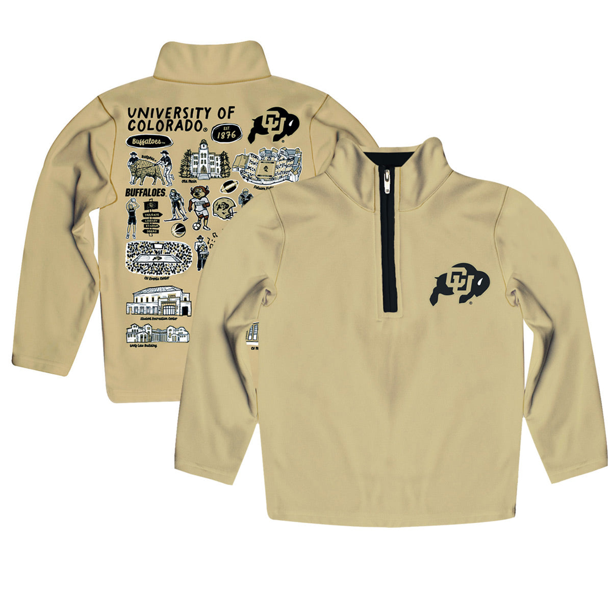 Toddler Vive La Fete Gold Colorado Buffaloes Impressions Artwork Quarter-Zip Jacket