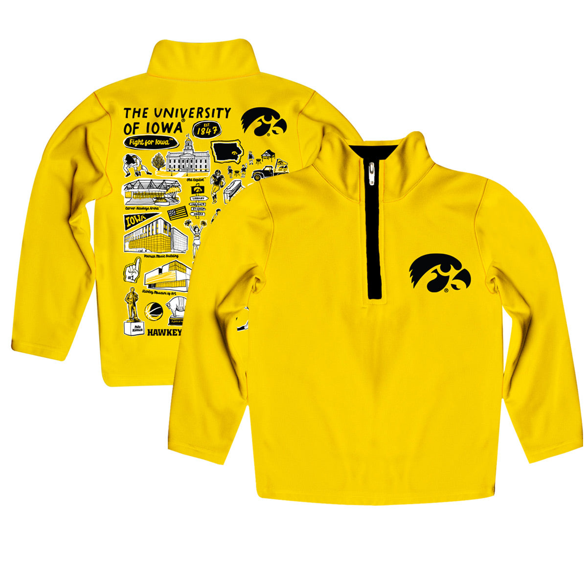 Toddler Vive La Fete Gold Iowa Hawkeyes Impressions Artwork Quarter-Zip Jacket
