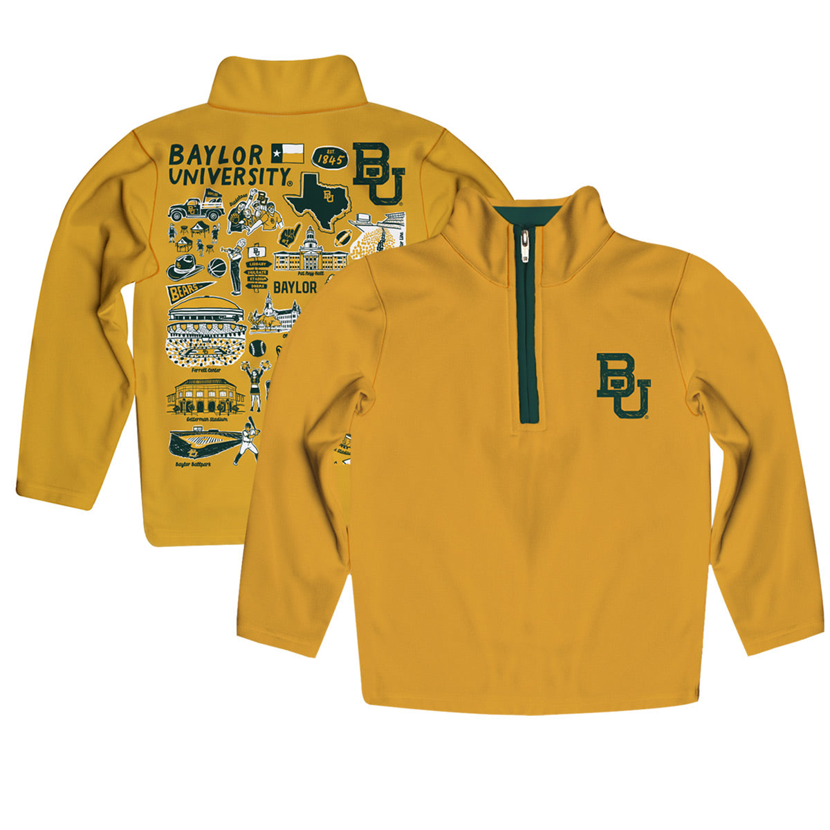Toddler Vive La Fete Gold Baylor Bears Impressions Artwork Quarter-Zip Jacket