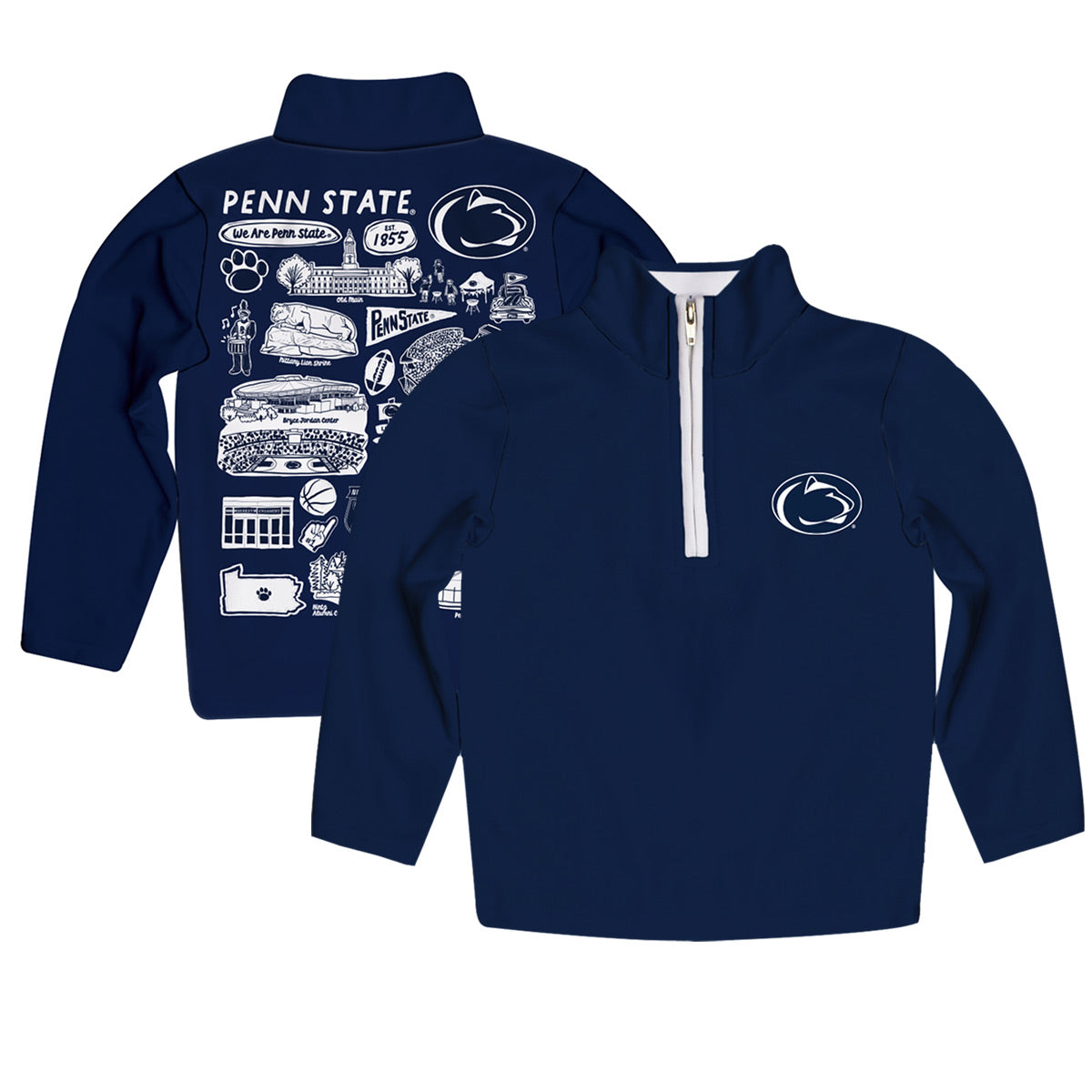 Toddler Vive La Fete Navy Penn State Nittany Lions Impressions Artwork Quarter-Zip Jacket