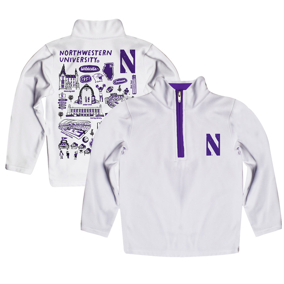 Toddler Vive La Fete White Northwestern Wildcats Impressions Artwork Quarter-Zip Jacket