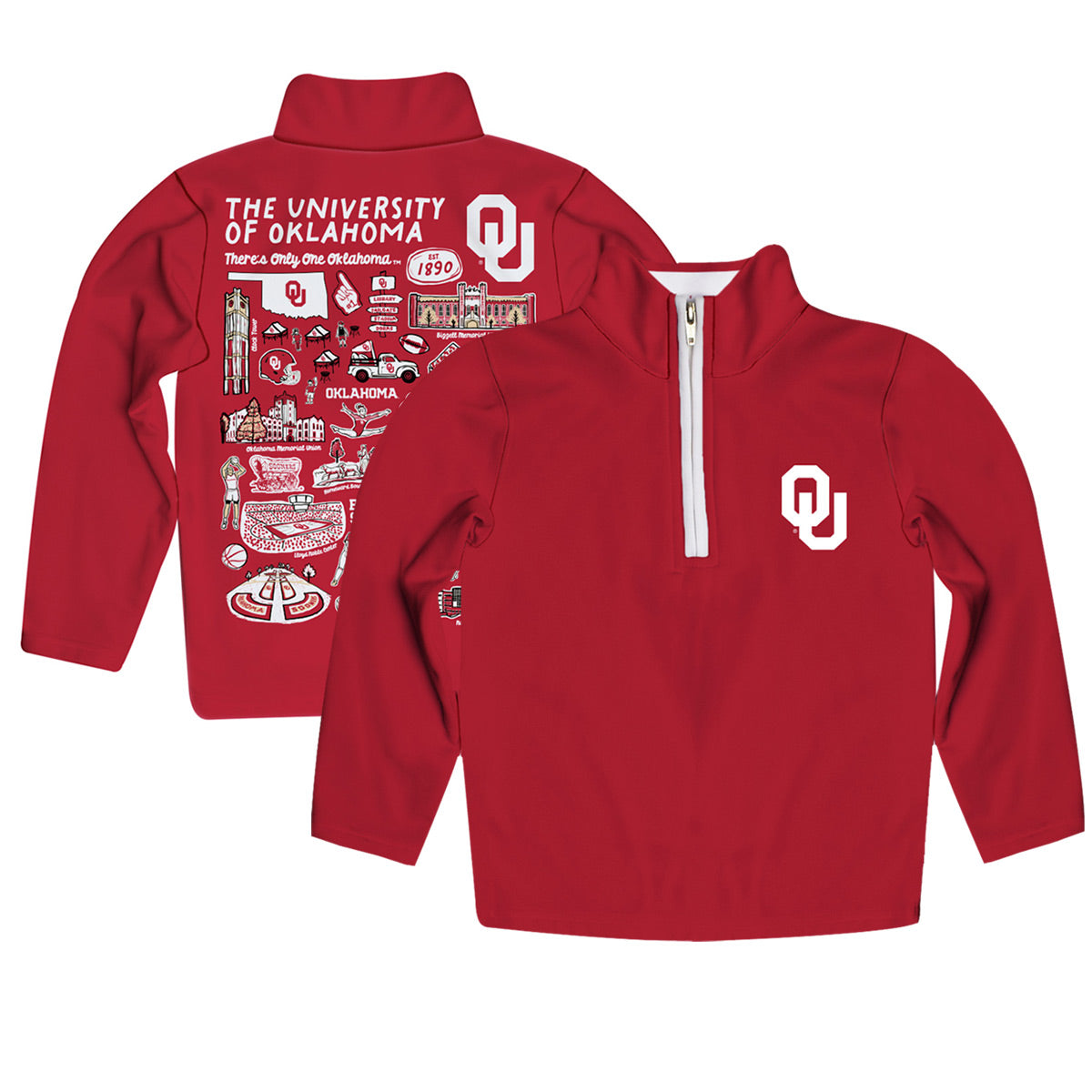 Toddler Vive La Fete Crimson Oklahoma Sooners Impressions Artwork Quarter-Zip Jacket