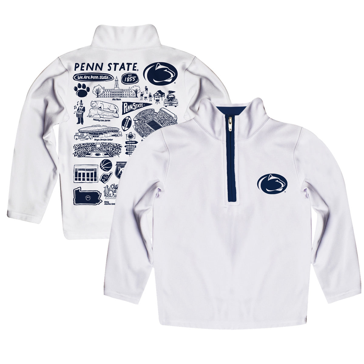 Toddler Vive La Fete White Penn State Nittany Lions Impressions Artwork Quarter-Zip Jacket