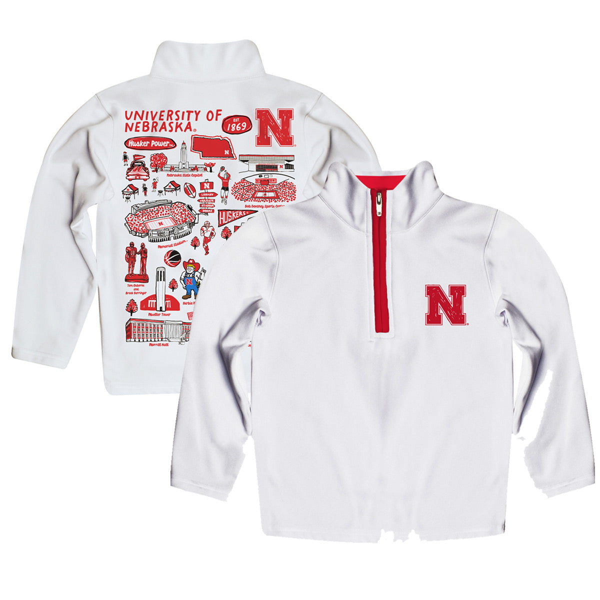 Toddler Vive La Fete White Nebraska Huskers Impressions Artwork Quarter-Zip Jacket