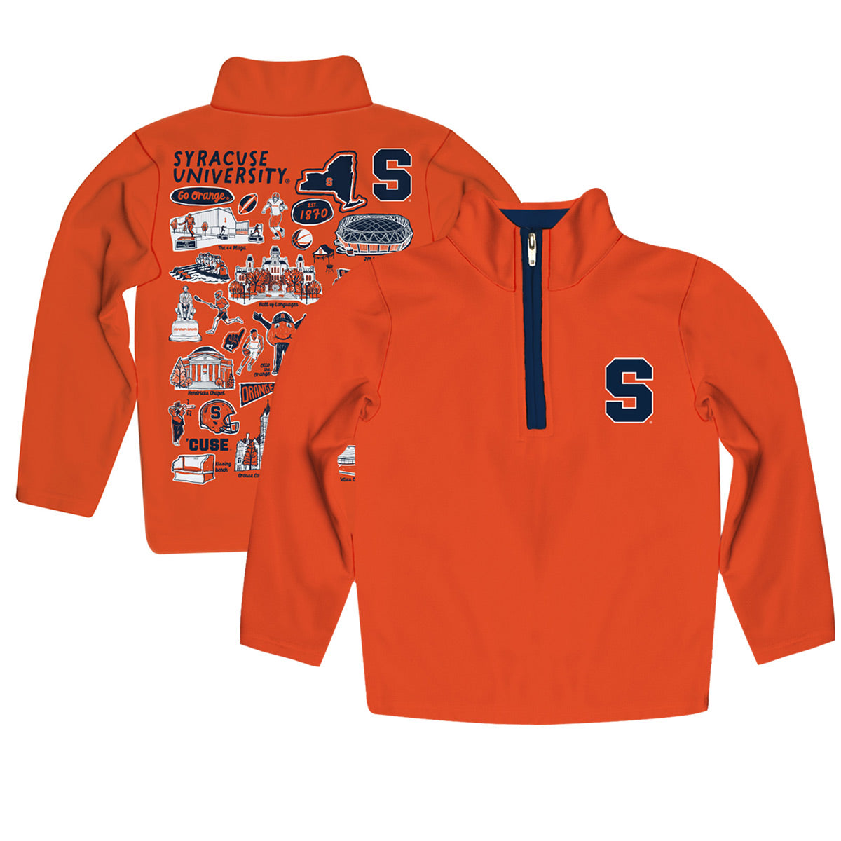 Toddler Vive La Fete Orange Syracuse Orange Impressions Artwork Quarter-Zip Jacket