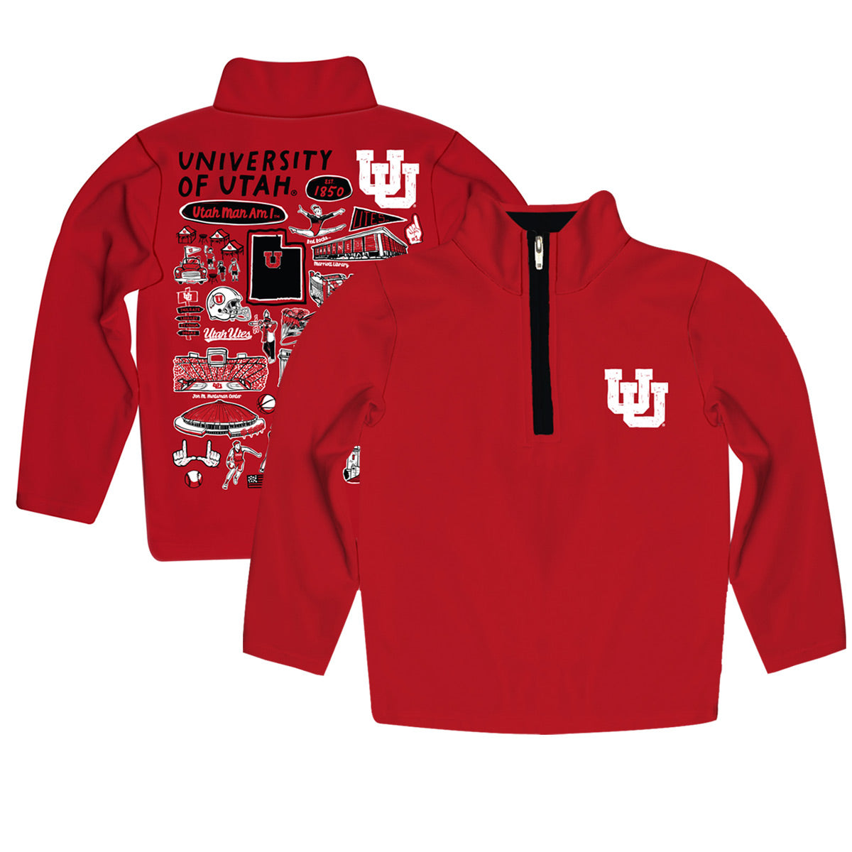 Toddler Vive La Fete Red Utah Utes Impressions Artwork Quarter-Zip Jacket