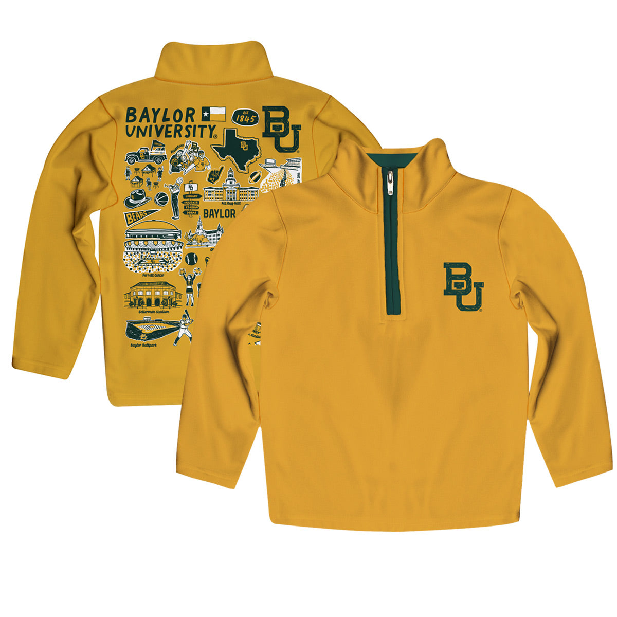 Youth Vive La Fete Gold Baylor Bears Impressions Artwork Quarter-Zip Jacket