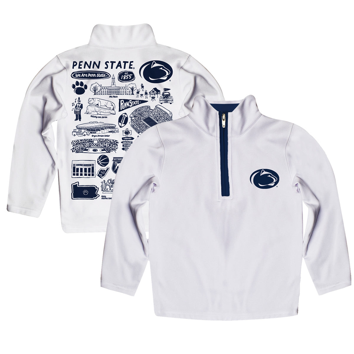 Youth Vive La Fete White Penn State Nittany Lions Impressions Artwork Quarter-Zip Jacket