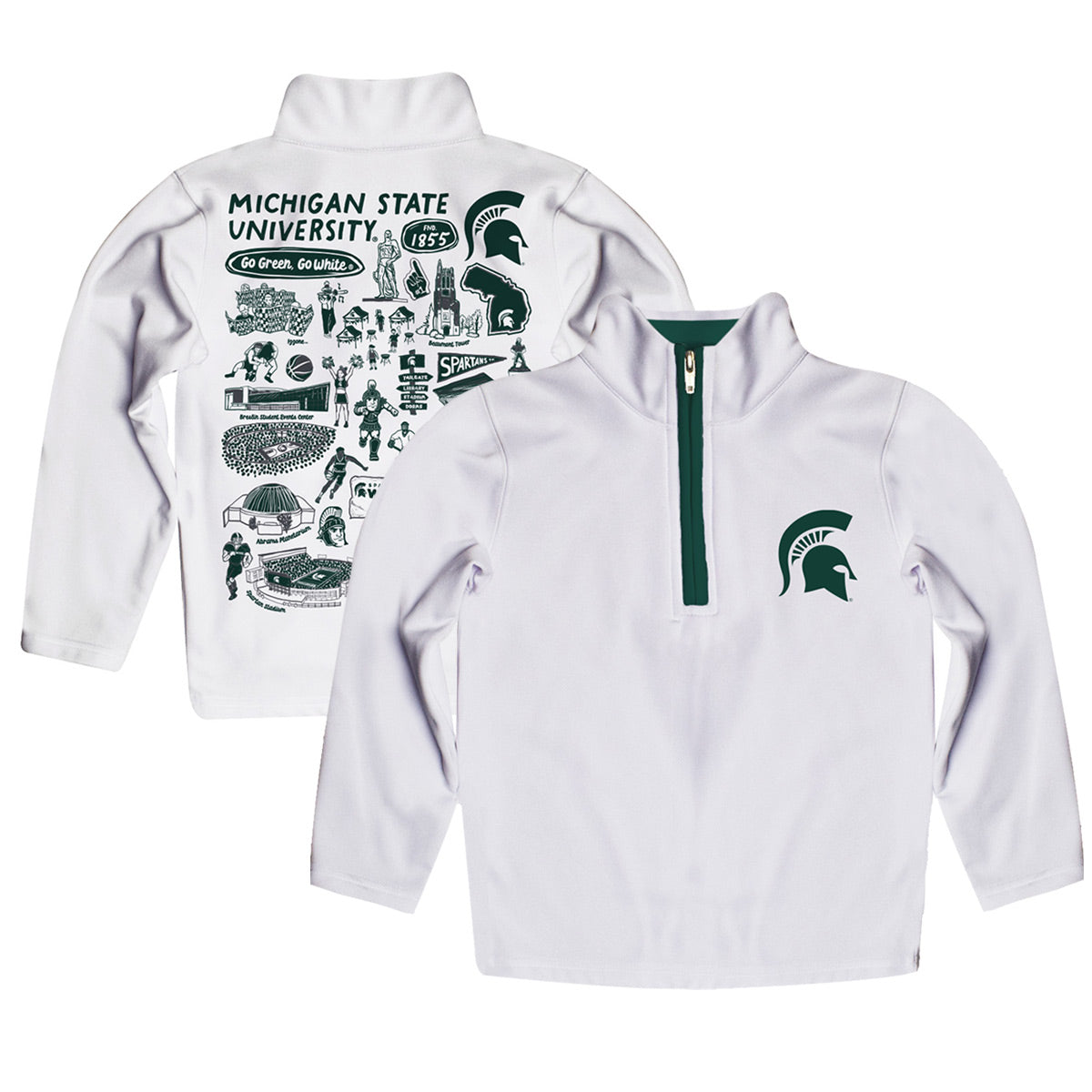 Youth Vive La Fete White Michigan State Spartans Impressions Artwork Quarter-Zip Jacket