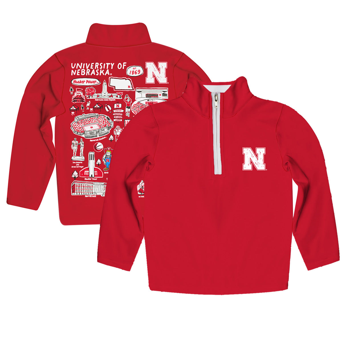 Youth Vive La Fete Scarlet Nebraska Huskers Impressions Artwork Quarter-Zip Jacket
