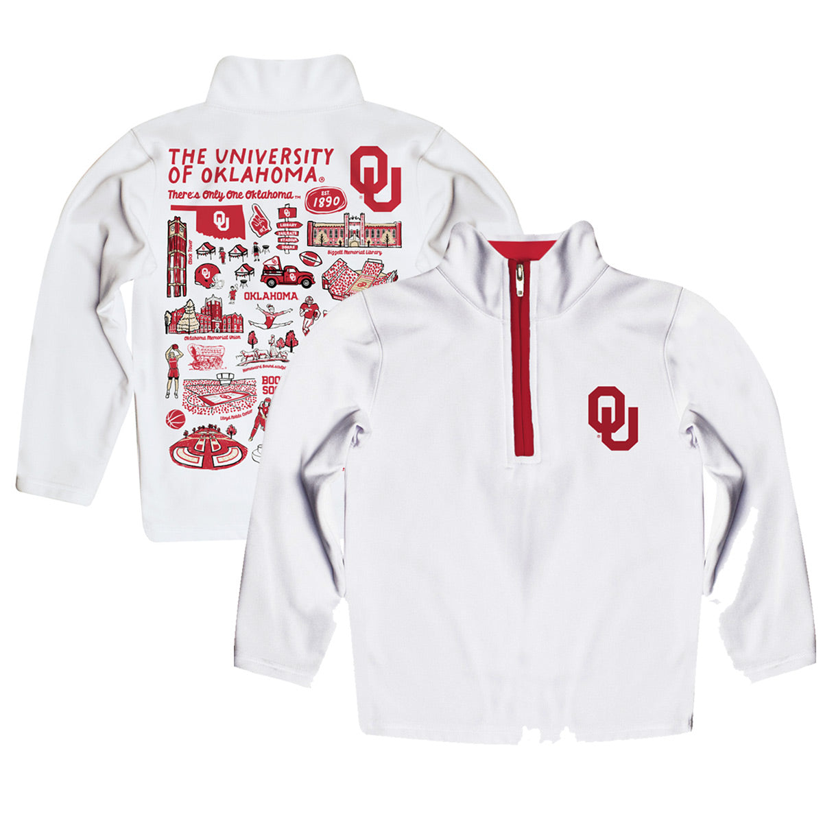 Youth Vive La Fete White Oklahoma Sooners Impressions Artwork Quarter-Zip Jacket