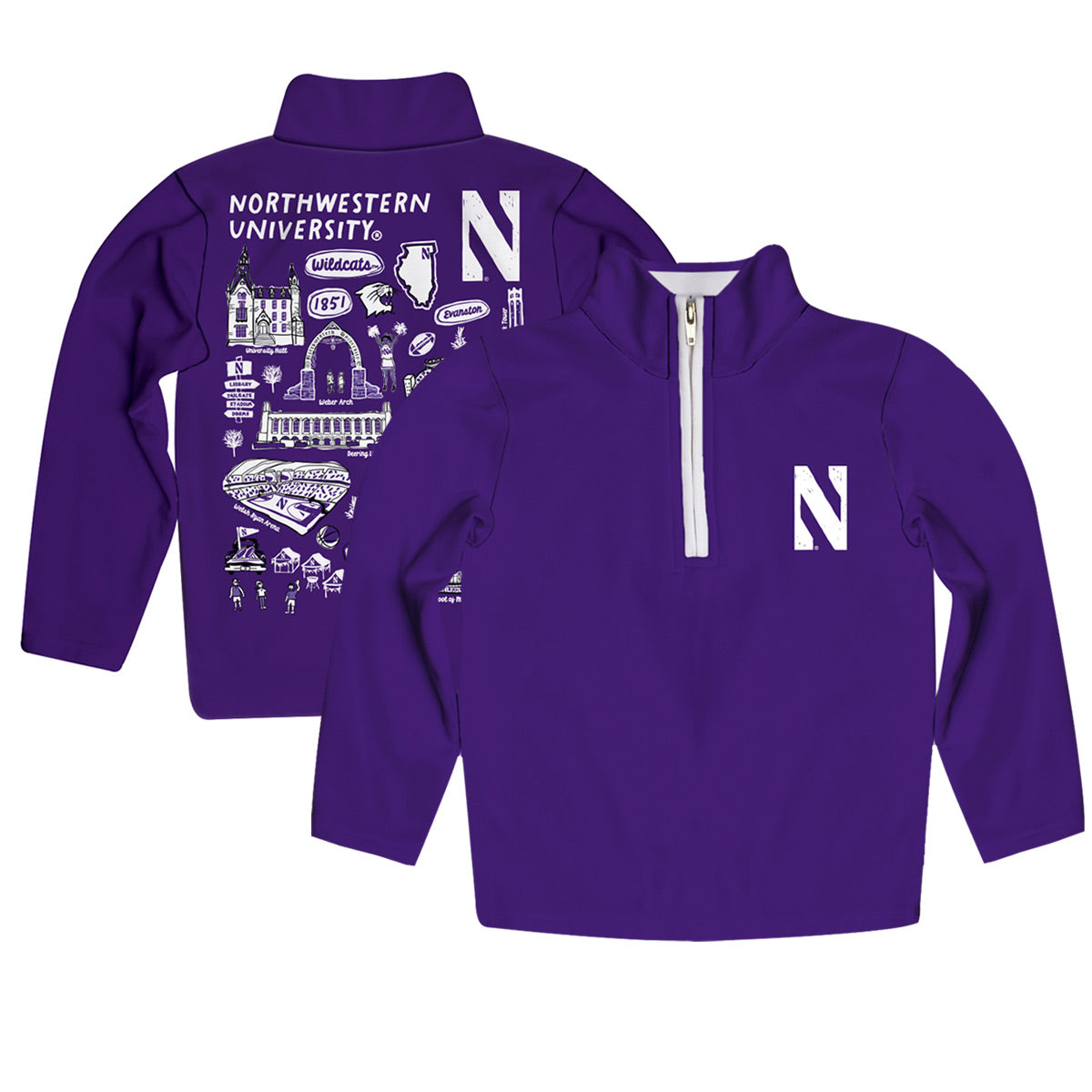 Youth Vive La Fete Purple Northwestern Wildcats Impressions Artwork Quarter-Zip Jacket