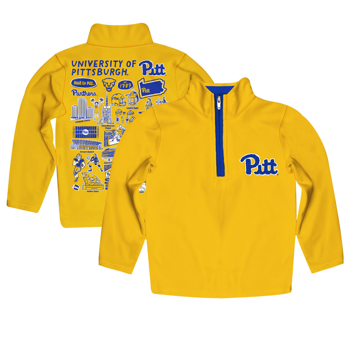 Youth Vive La Fete Gold Pitt Panthers Impressions Artwork Quarter-Zip Jacket
