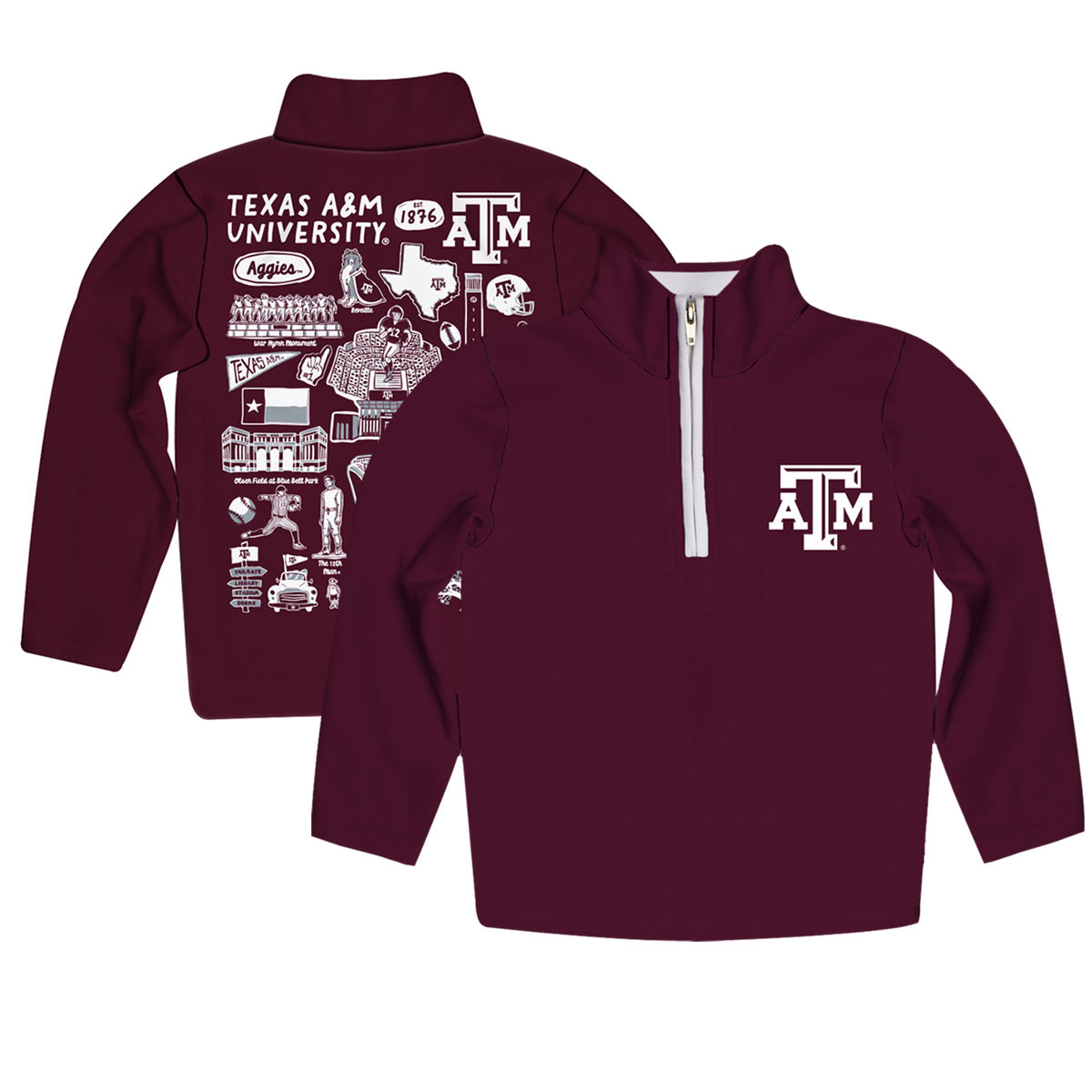 Youth Vive La Fete Maroon Texas A&M Aggies Impressions Artwork Quarter-Zip Jacket