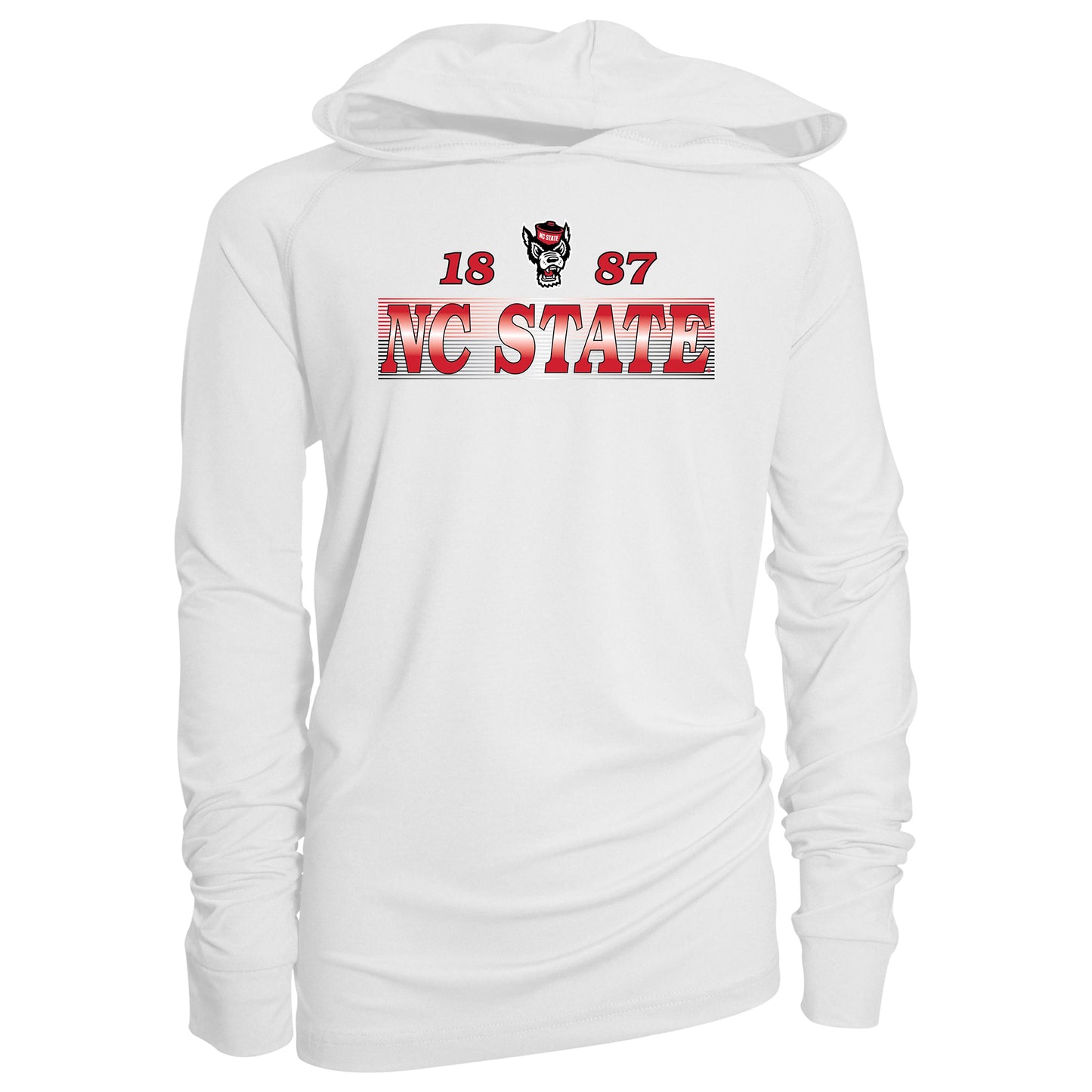 Youth Garb White NC State Wolfpack Marley Long Sleeve Raglan Hoodie Sunshirt