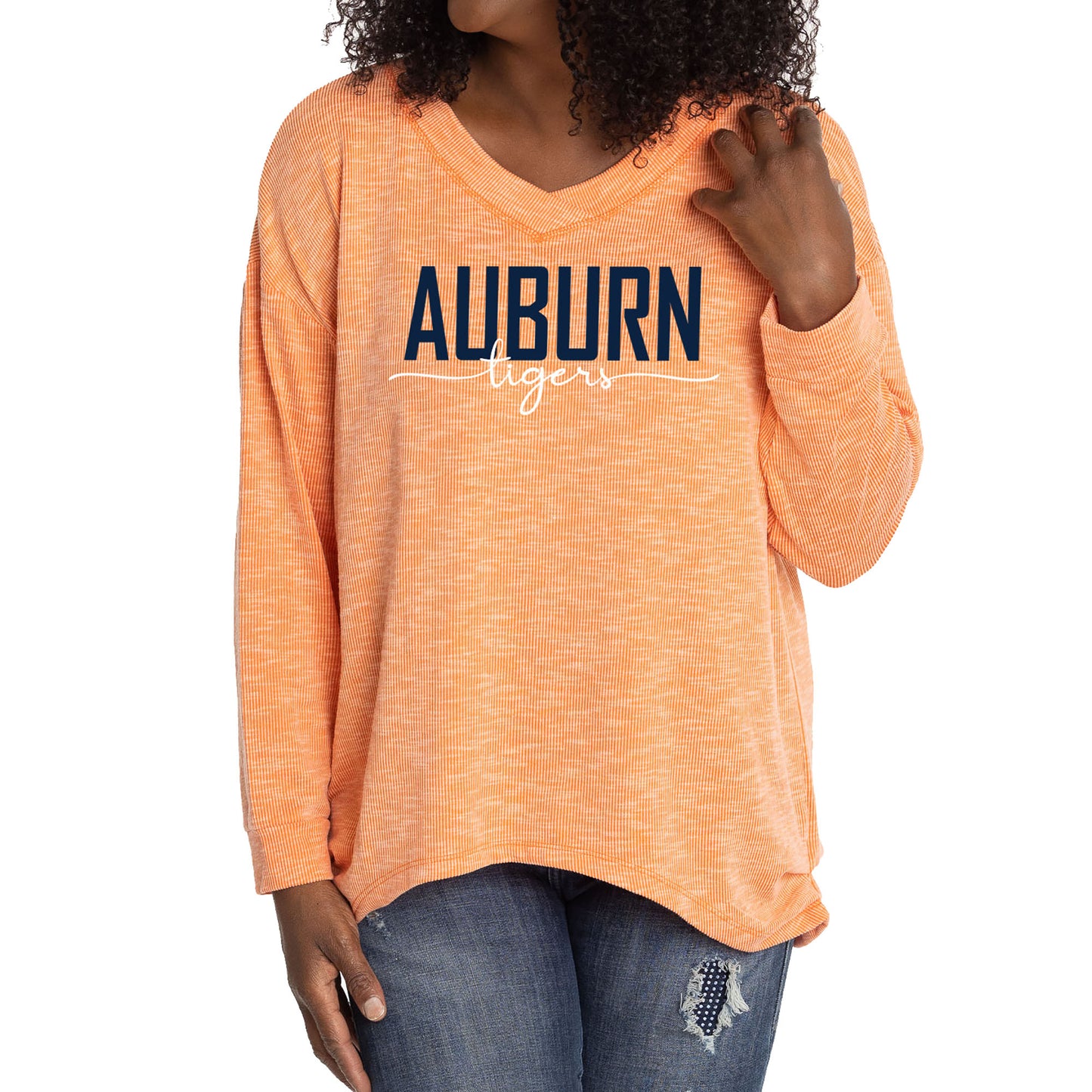 Women's Orange Auburn Tigers Bailey V-Neck Tri-Blend Tunic