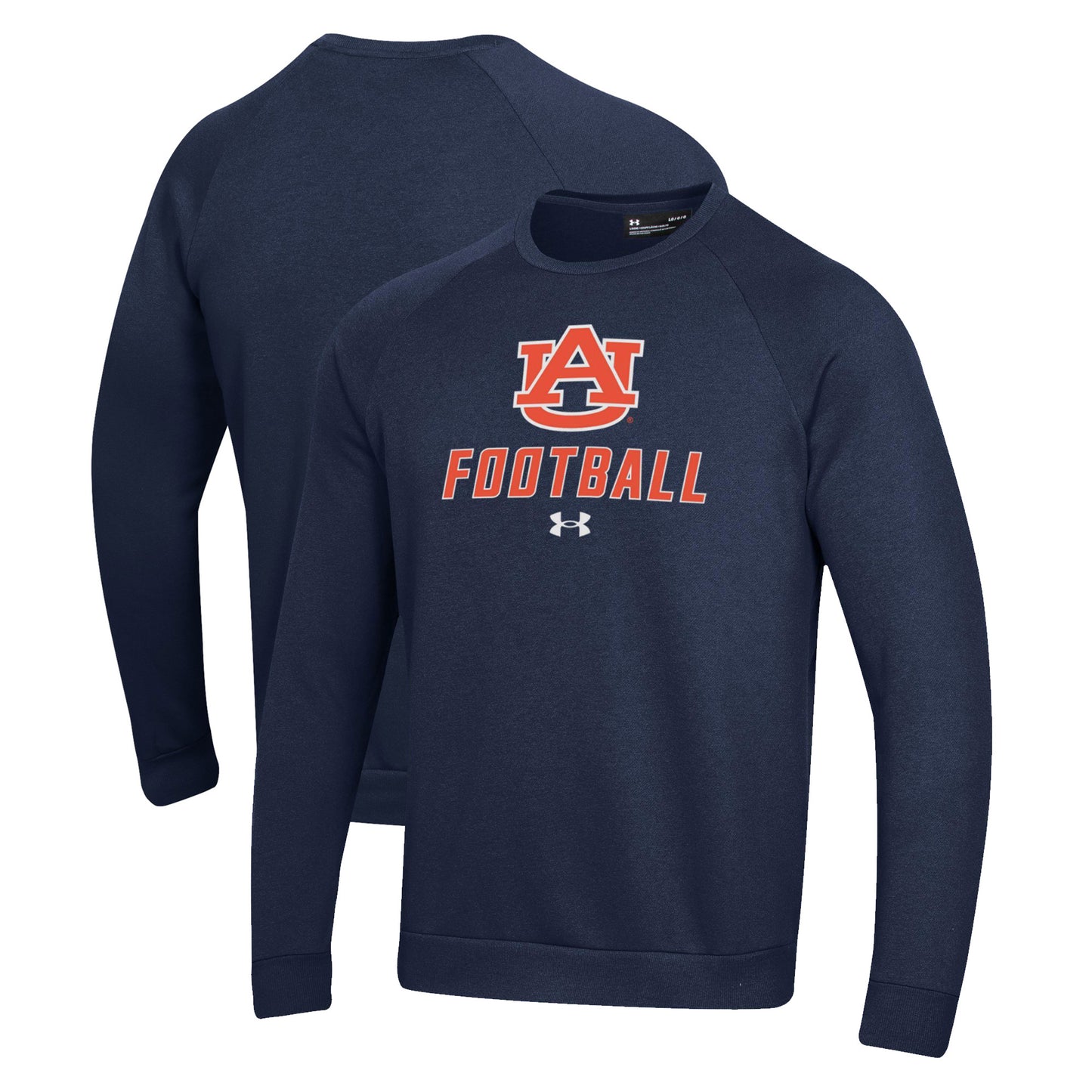Men's Under Armour Navy Auburn Tigers Football Rival Fleece Raglan Pullover Sweatshirt