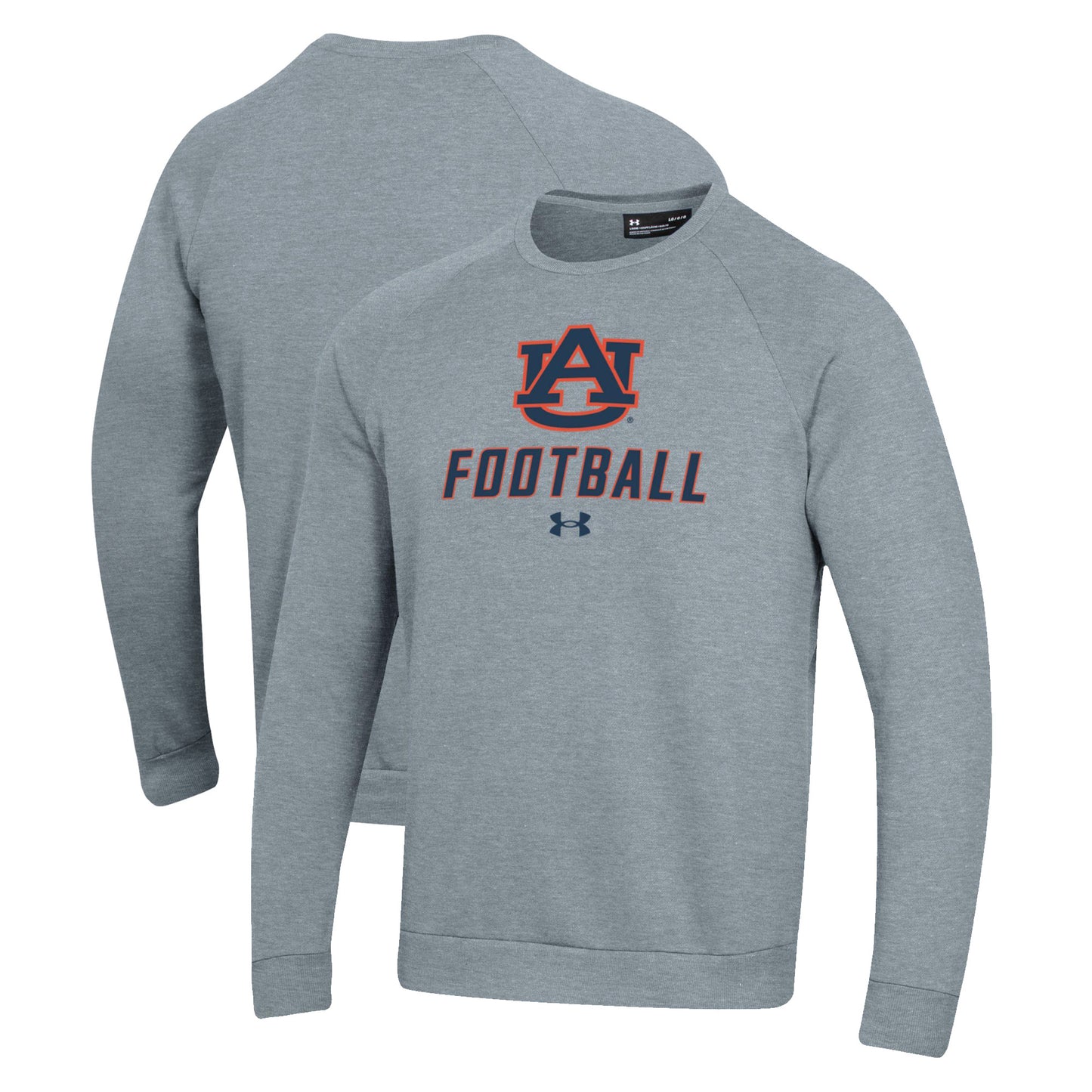 Men's Under Armour Grey Auburn Tigers Football Rival Fleece Raglan Pullover Sweatshirt