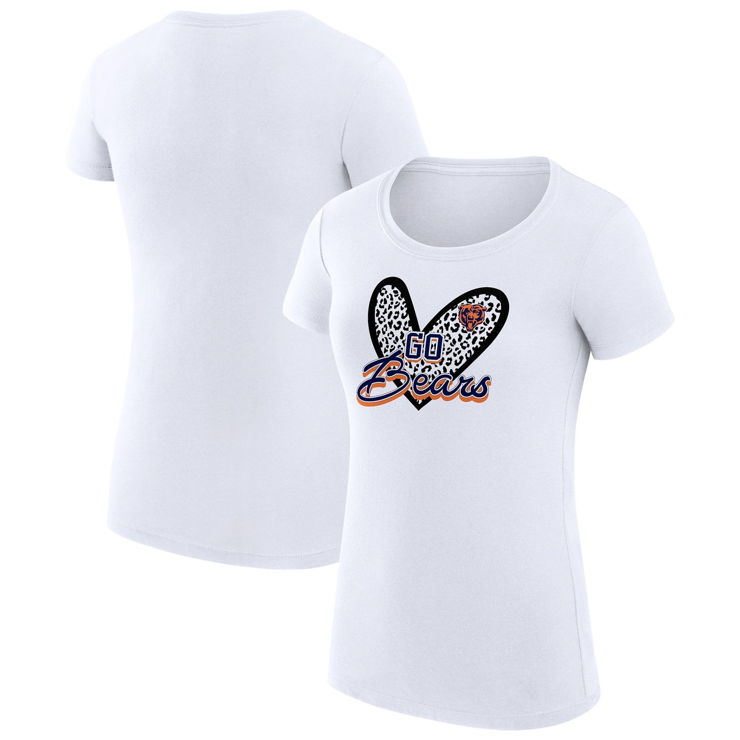 Women's G-III 4Her by Carl Banks White Chicago Bears Animal Print Heart Fitted T-Shirt