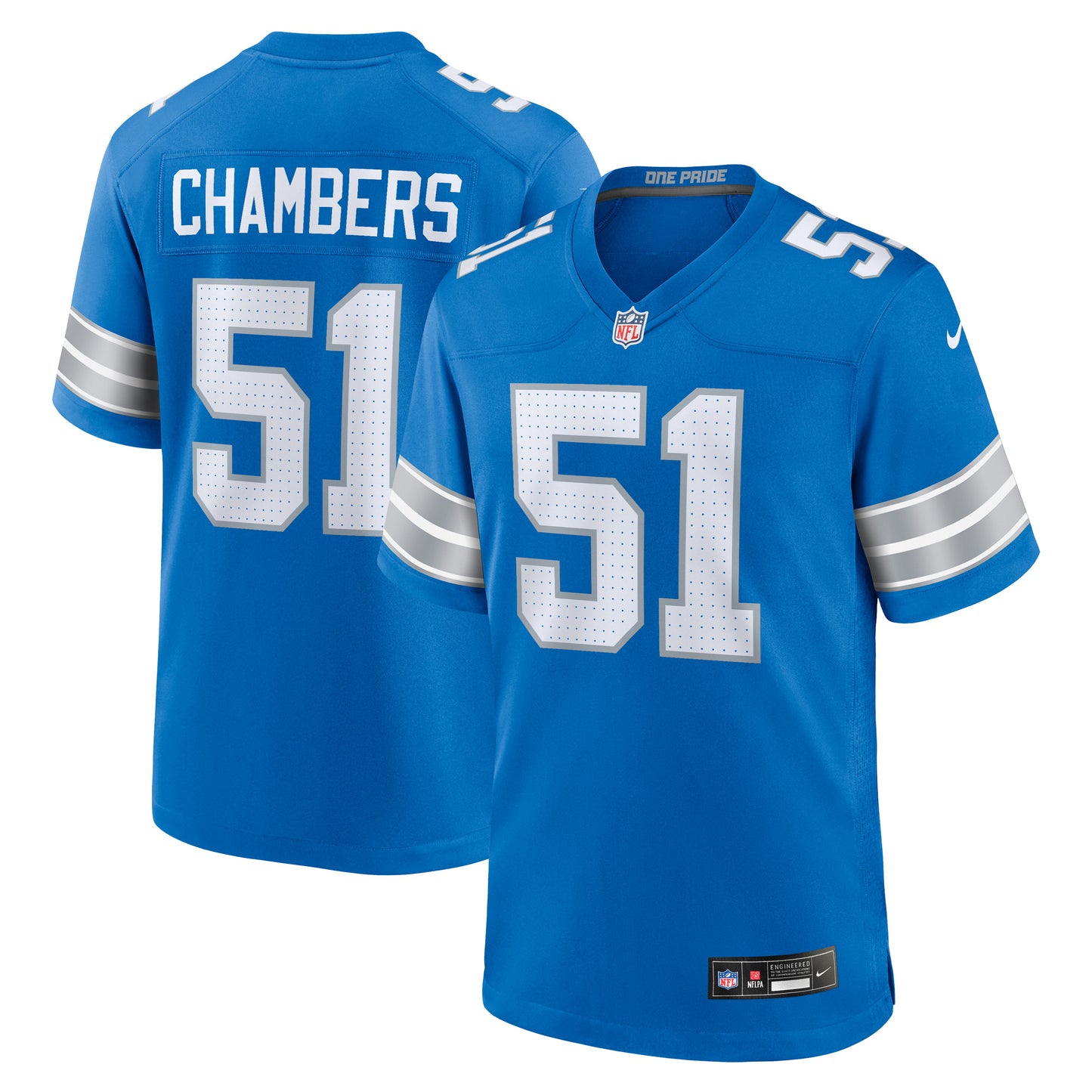 Men's Nike Steele Chambers Blue Detroit Lions Game Jersey
