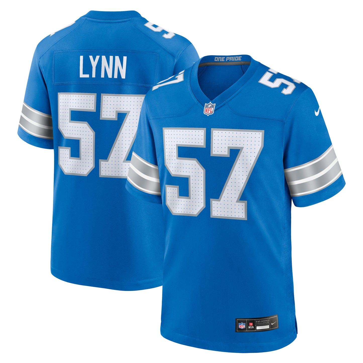 Men's Nike Nate Lynn Blue Detroit Lions Game Jersey