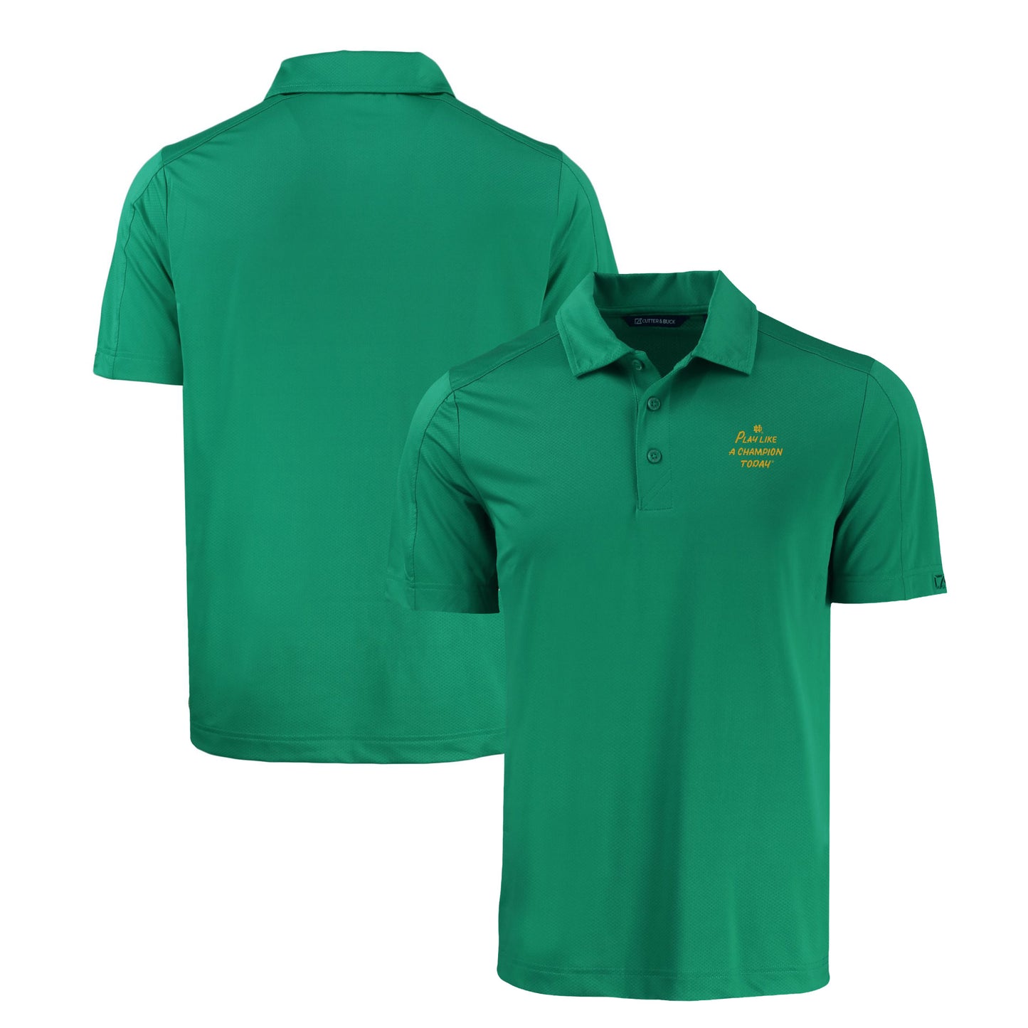 Men's Cutter & Buck Green Notre Dame Fighting Irish Play Like A Champion Today Prospect Eco Textured Stretch Recycled DryTec Polo