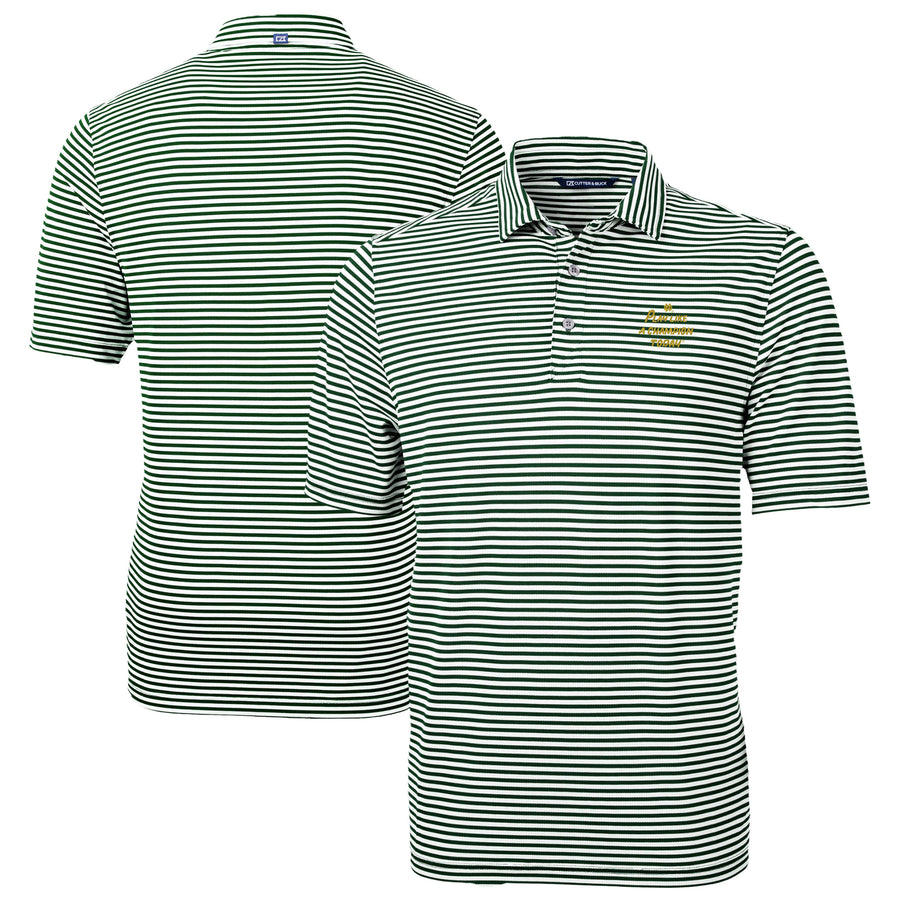 Men's Cutter & Buck Green Notre Dame Fighting Irish Play Like A Champion Today Virtue Eco Pique Stripe Recycled DryTec Polo